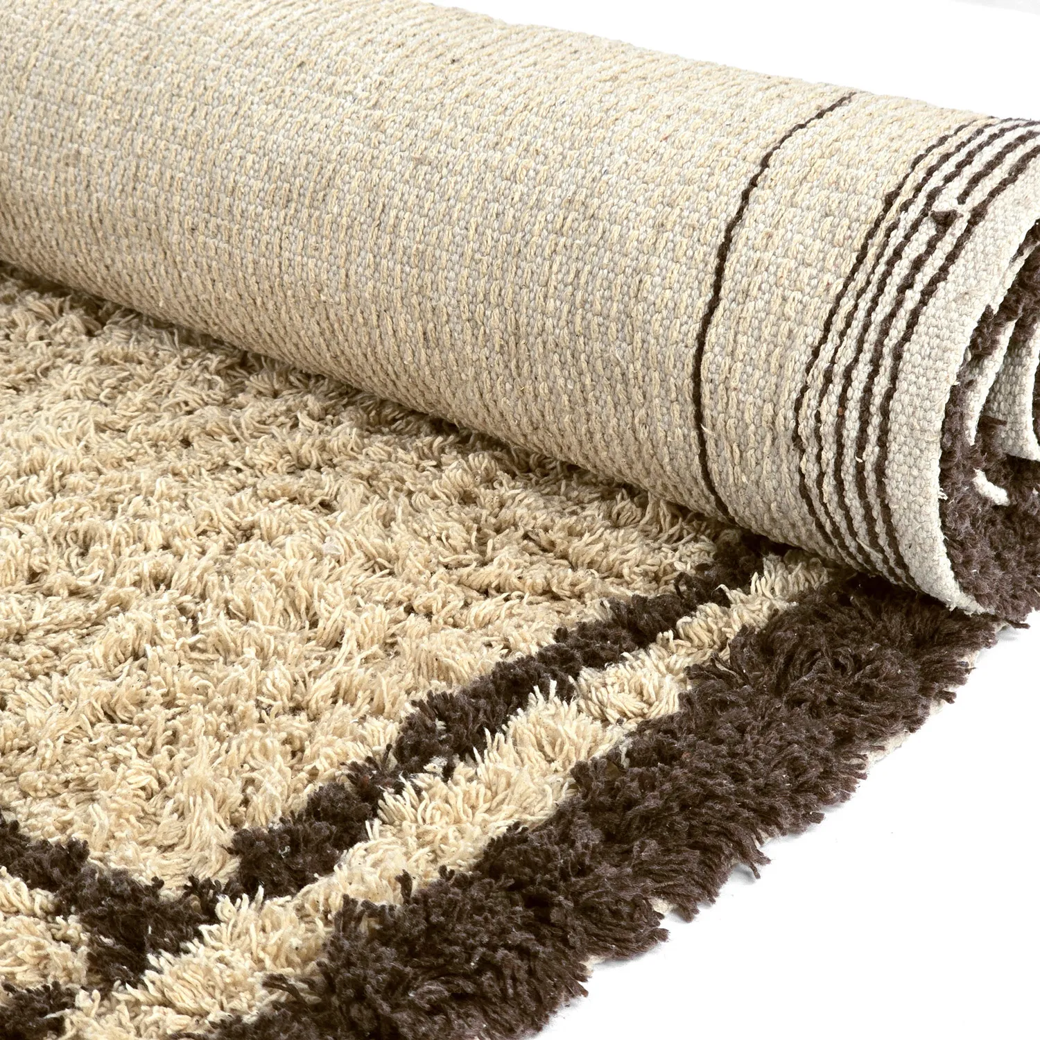 Hladké koberce - Lana Natural Cotton Shaggy (béžová/hnedá)