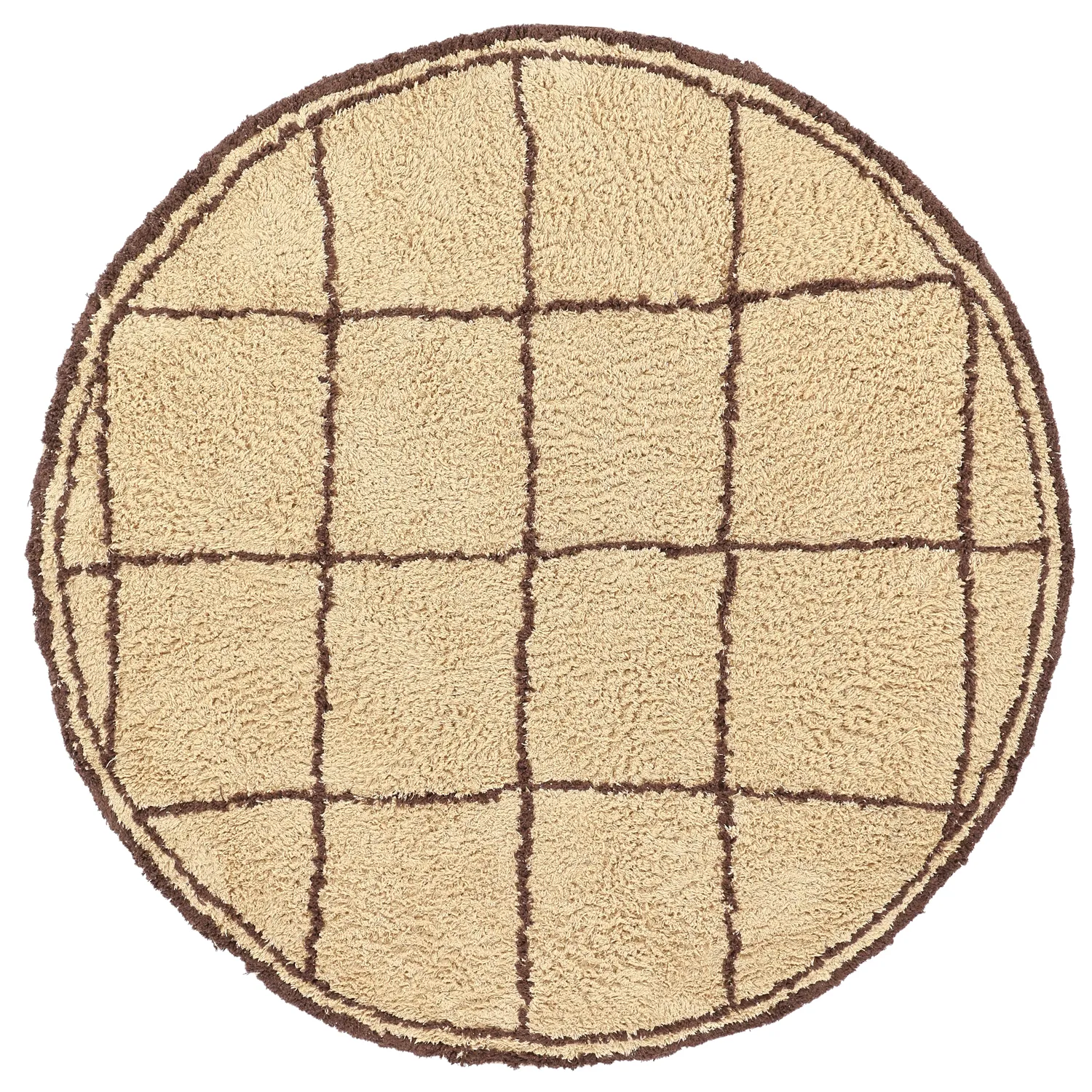 Kruhový koberec - Lana Natural Cotton Shaggy (béžová/hnedá)