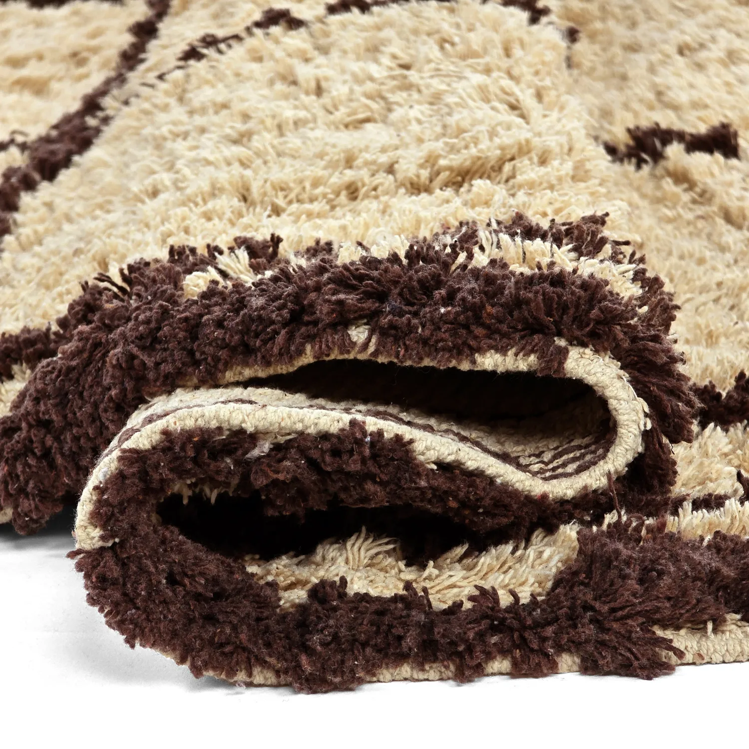 Kruhový koberec - Lana Natural Cotton Shaggy (béžová/hnedá)