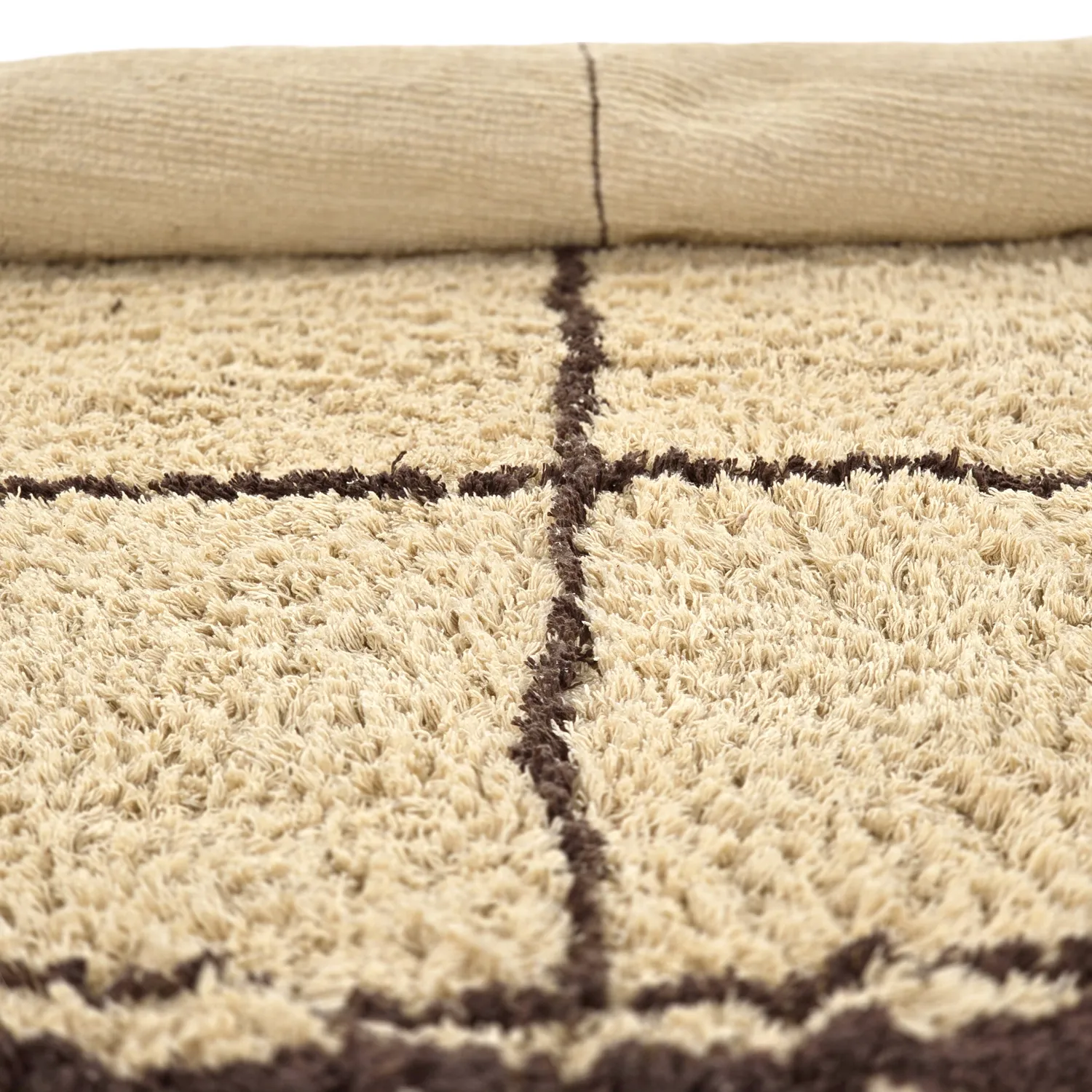 Kruhový koberec - Lana Natural Cotton Shaggy (béžová/hnedá)