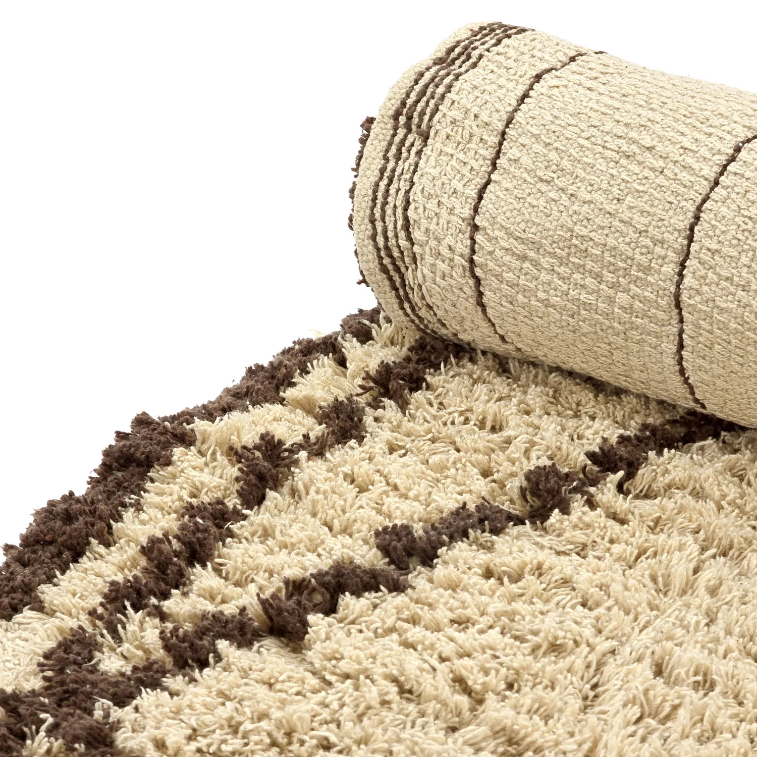 Kruhový koberec - Lana Natural Cotton Shaggy (béžová/hnedá)