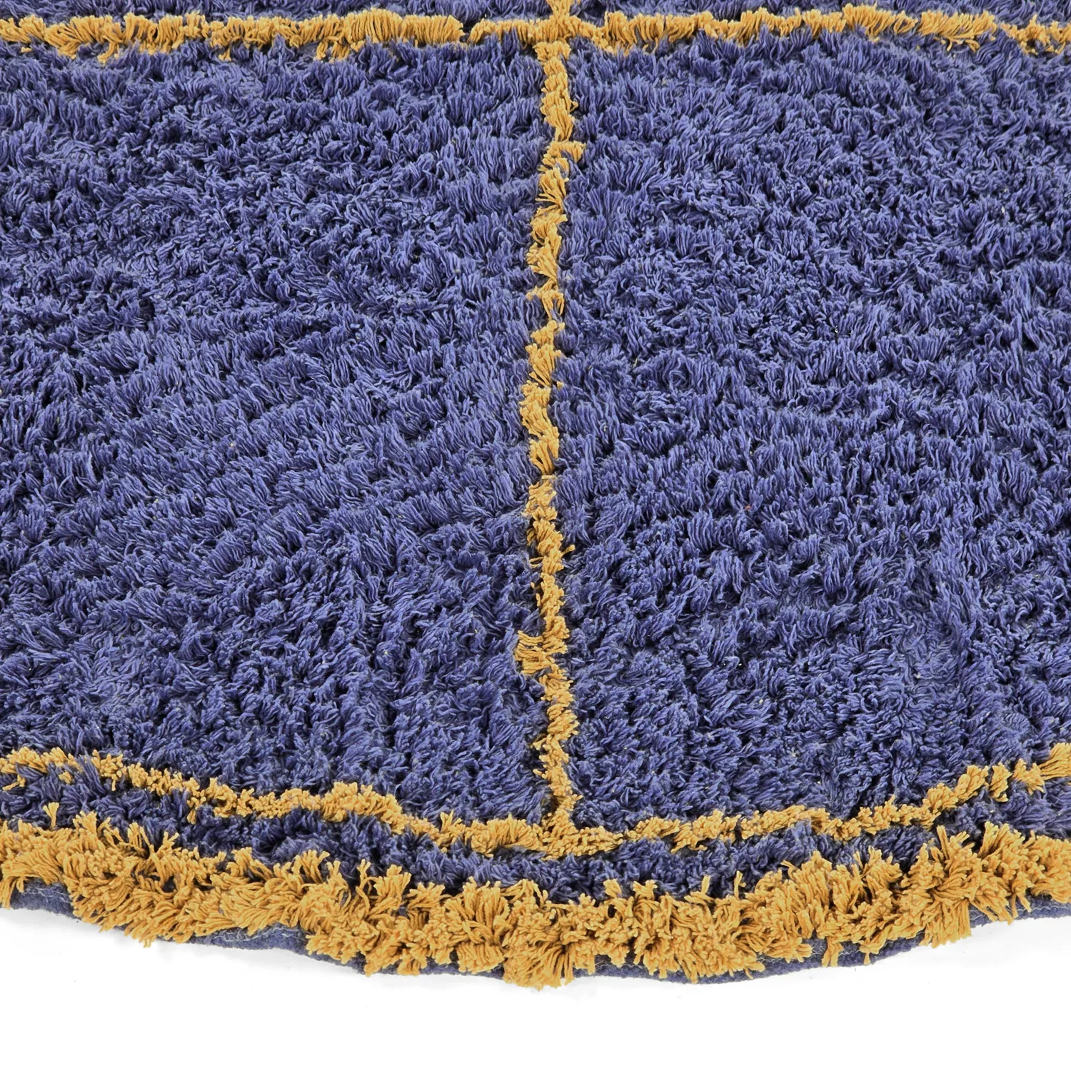 Kolo koberce - Lana Natural Cotton Shaggy (modrá/žltá)