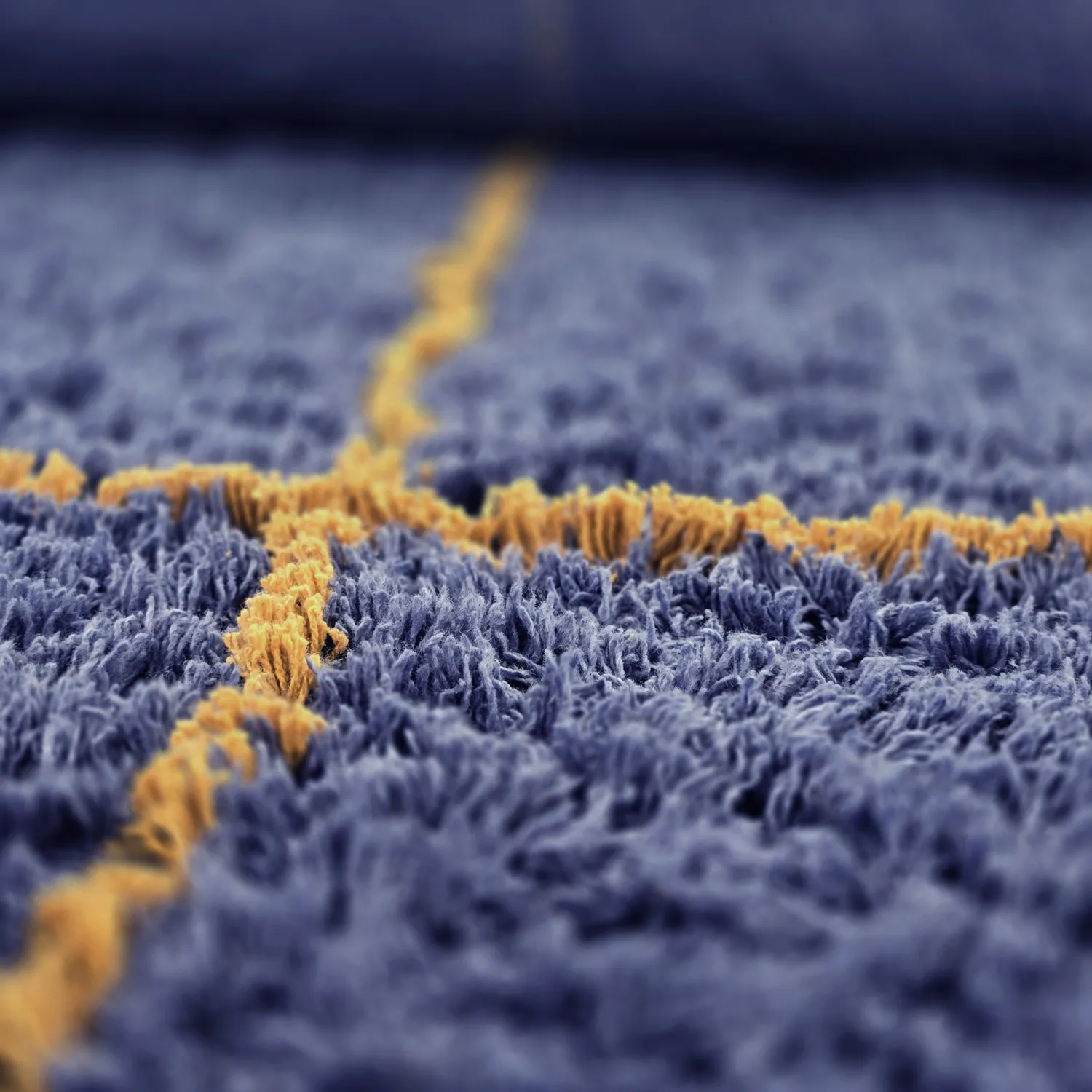 Kolo koberce - Lana Natural Cotton Shaggy (modrá/žltá)