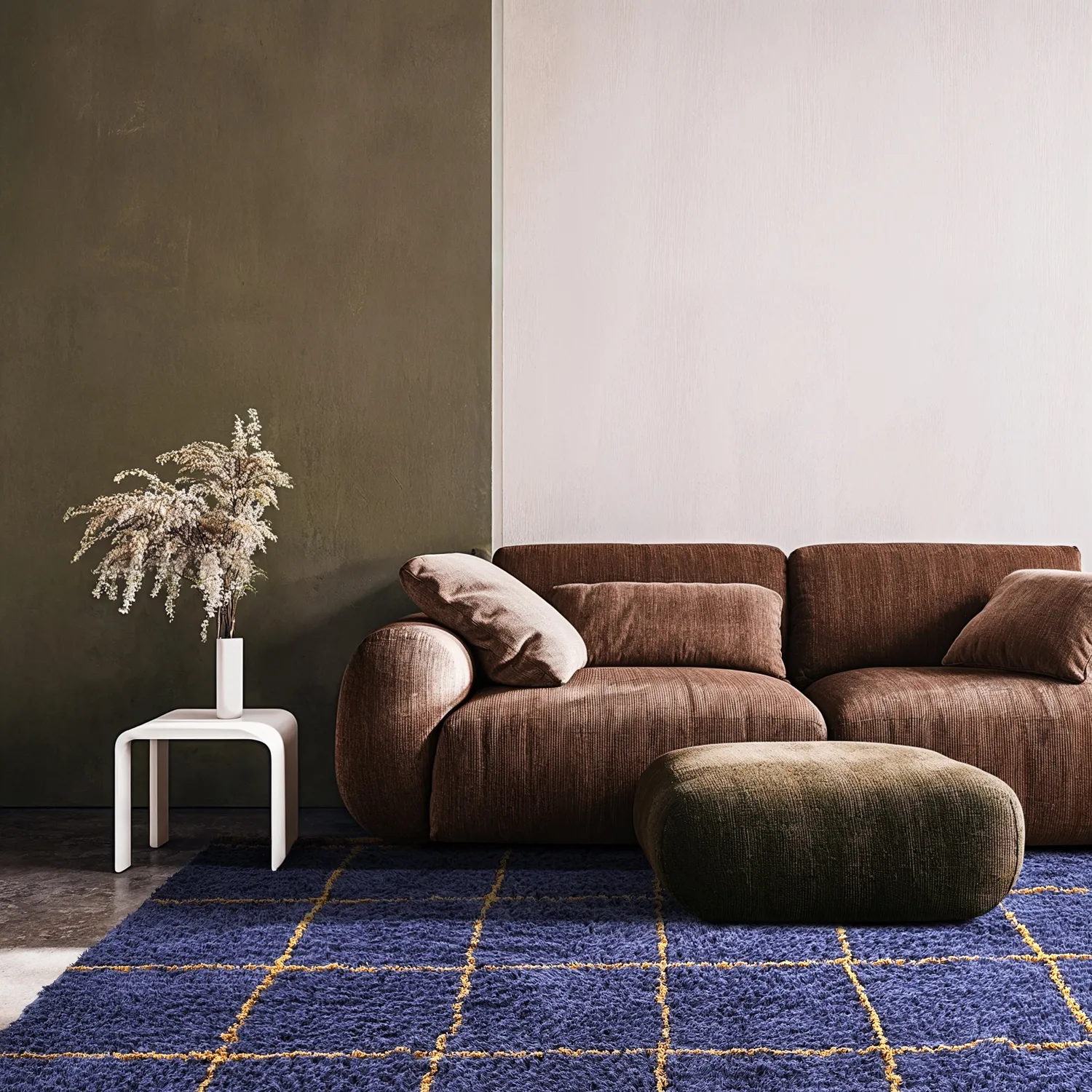 Koberce s dlhým vlasom - Lana Natural Cotton Shaggy (modrá/žltá)