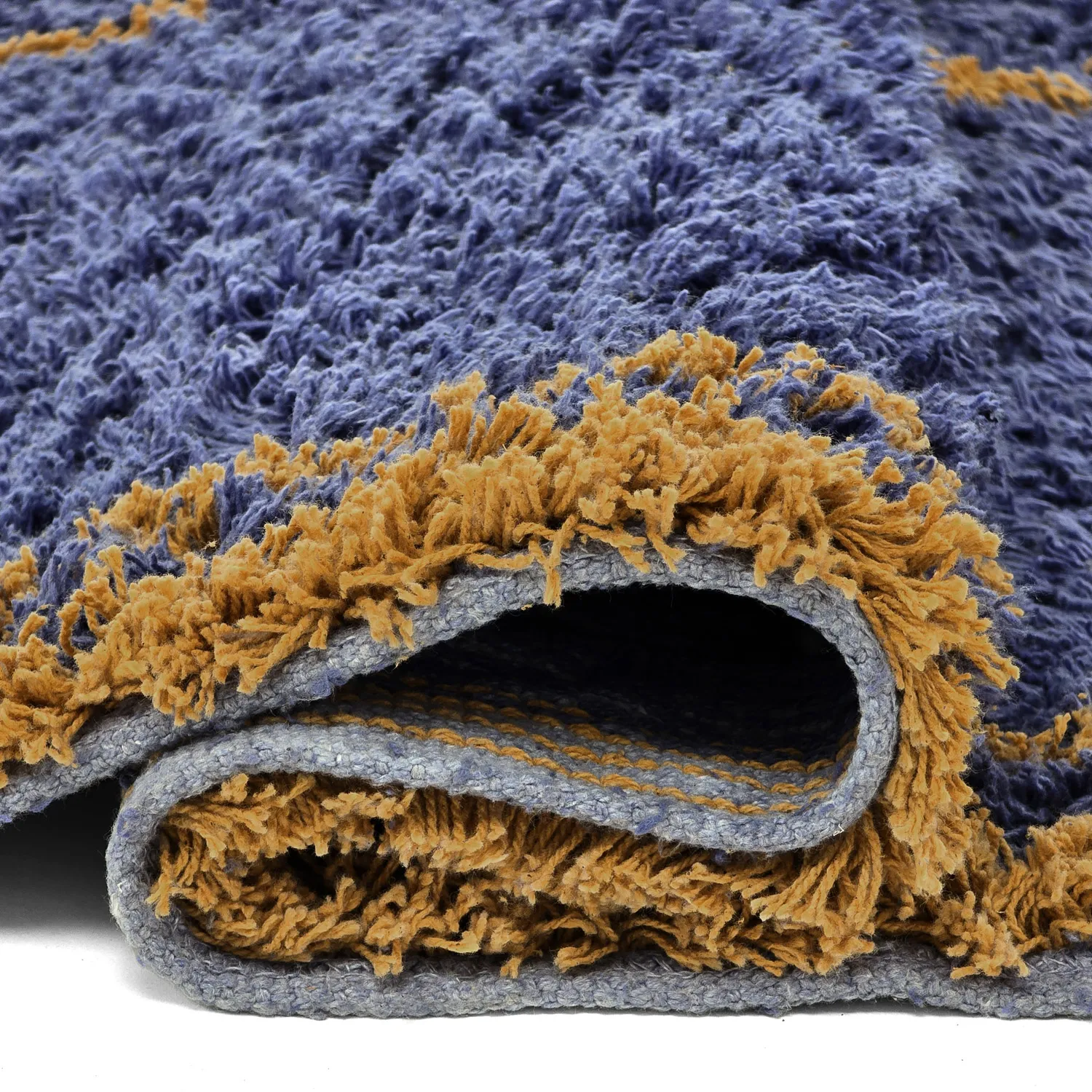 Koberce s dlhým vlasom - Lana Natural Cotton Shaggy (modrá/žltá)