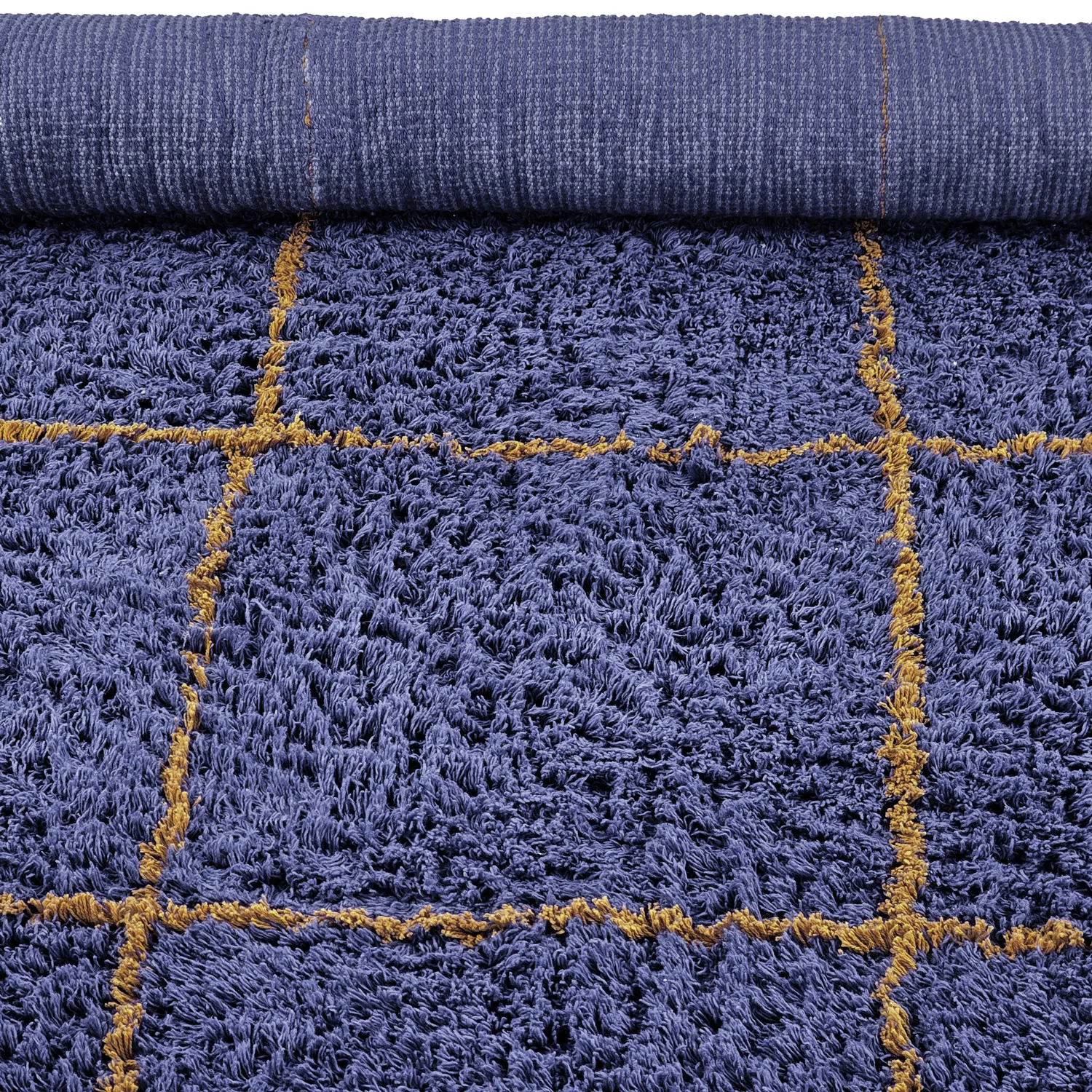 Koberce s dlhým vlasom - Lana Natural Cotton Shaggy (modrá/žltá)