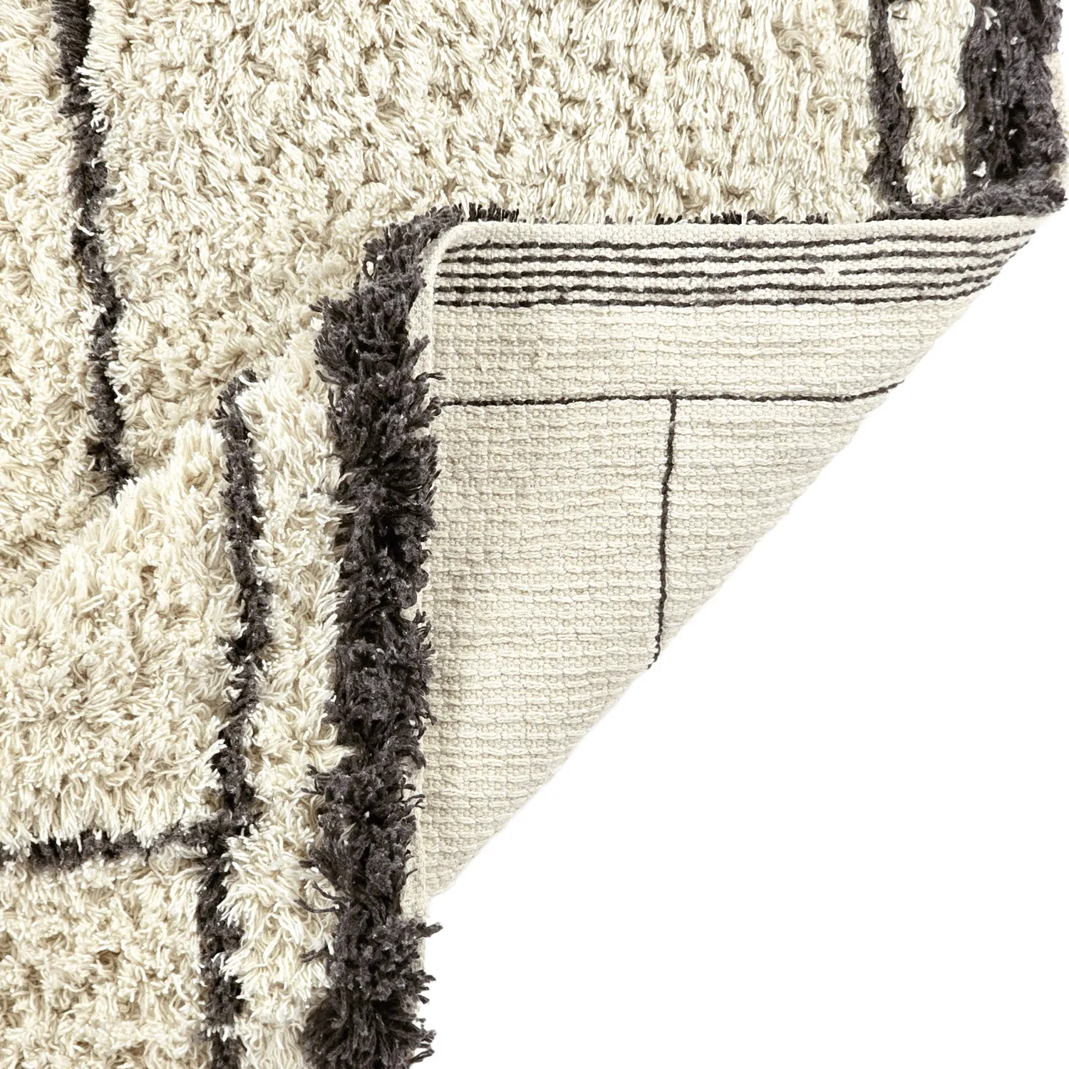 Koberce s dlhým vlasom - Lana Natural Cotton Shaggy (krémová/tmavošedá)