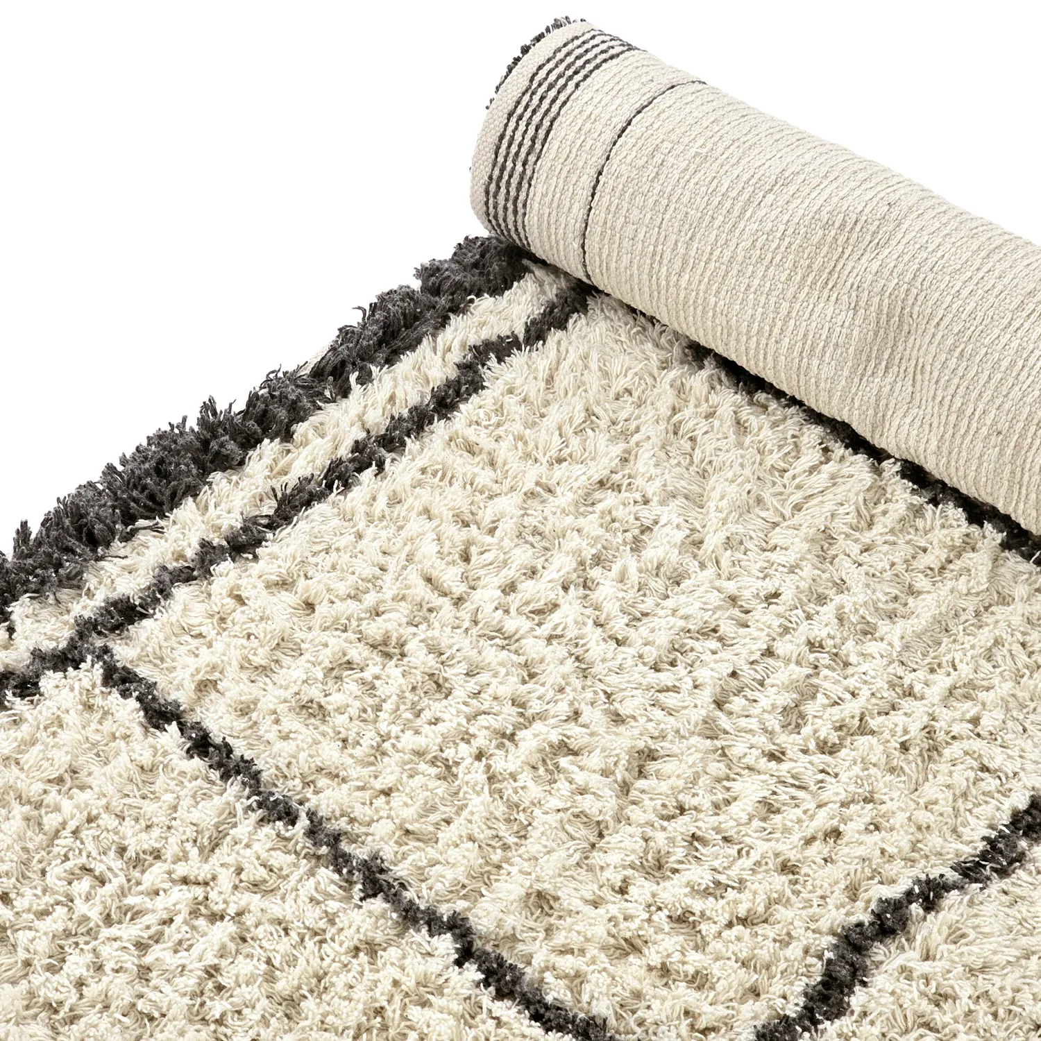 Koberce s dlhým vlasom - Lana Natural Cotton Shaggy (krémová/tmavošedá)