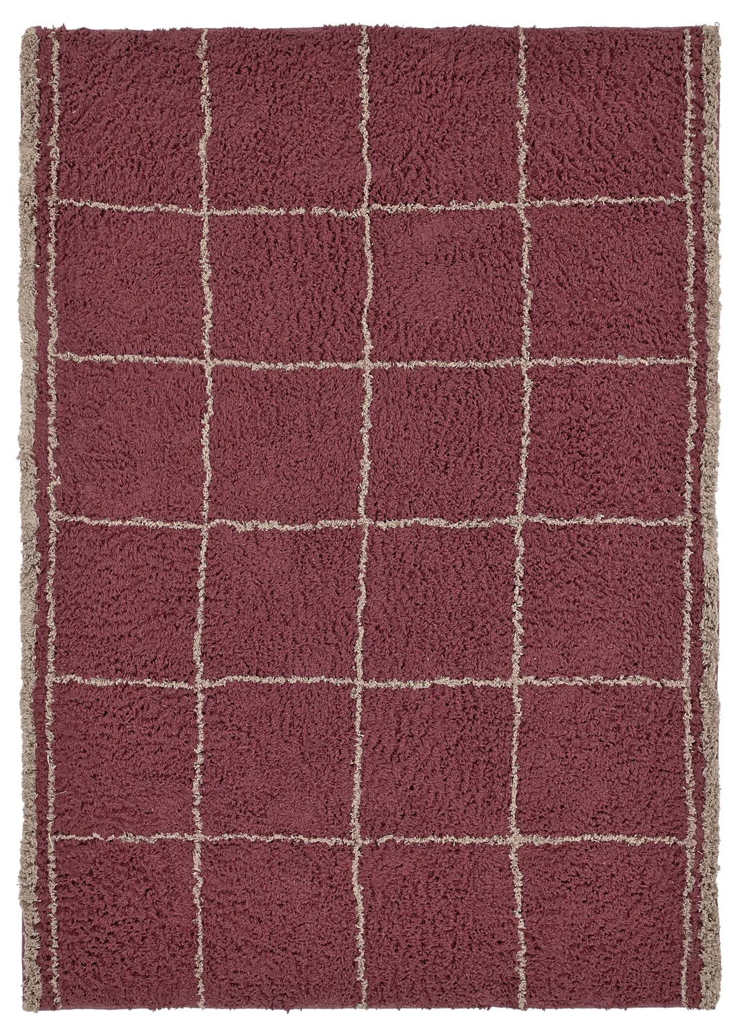 Hladké koberce - Lana Natural Cotton Shaggy (taupe/červená)