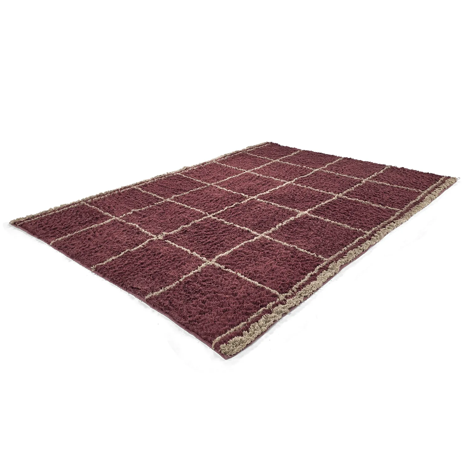 Hladké koberce - Lana Natural Cotton Shaggy (taupe/červená)