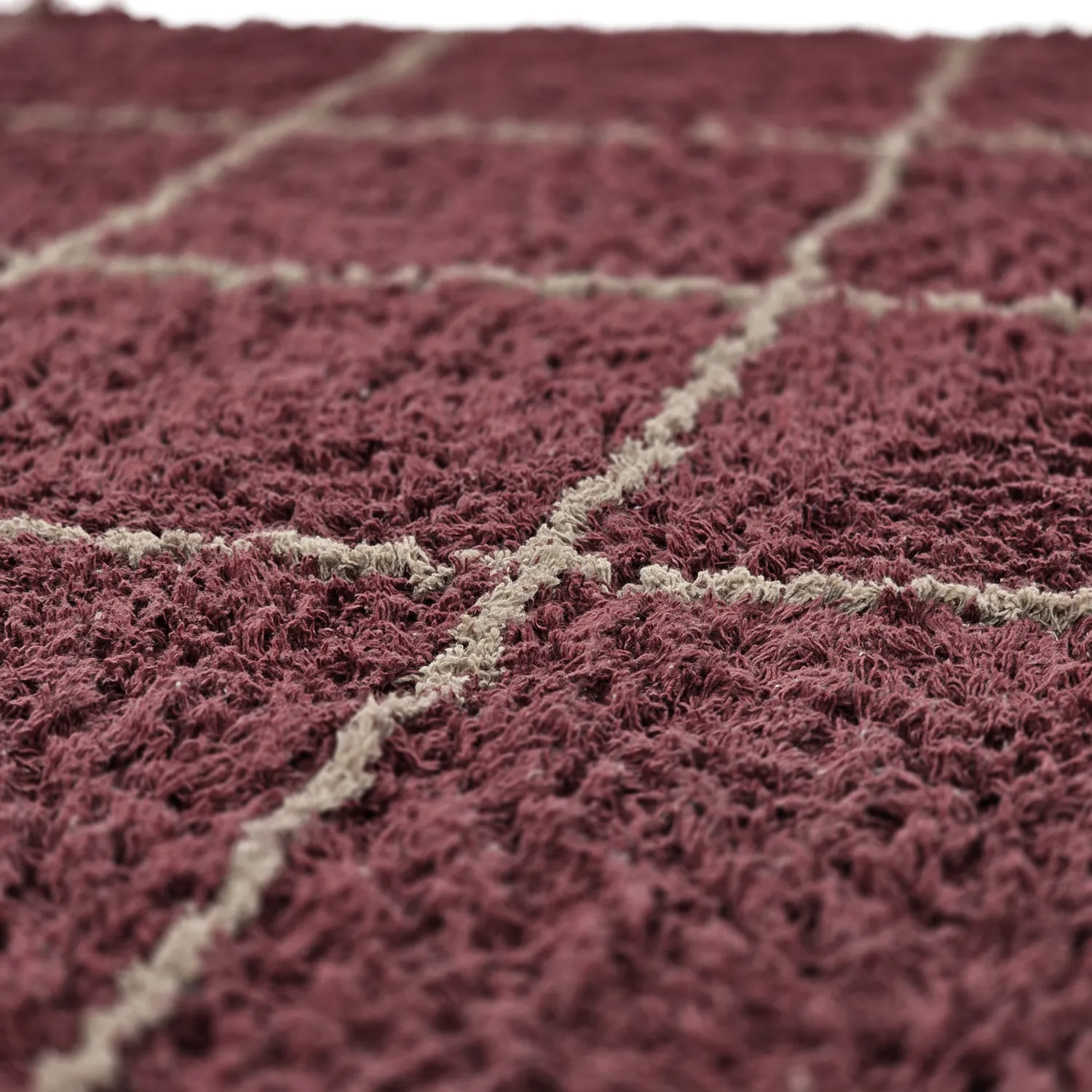 Hladké koberce - Lana Natural Cotton Shaggy (taupe/červená)