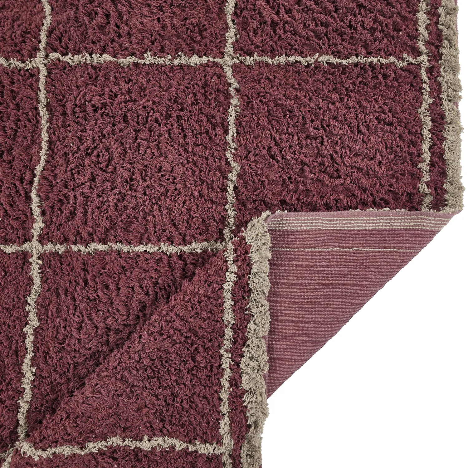 Hladké koberce - Lana Natural Cotton Shaggy (taupe/červená)