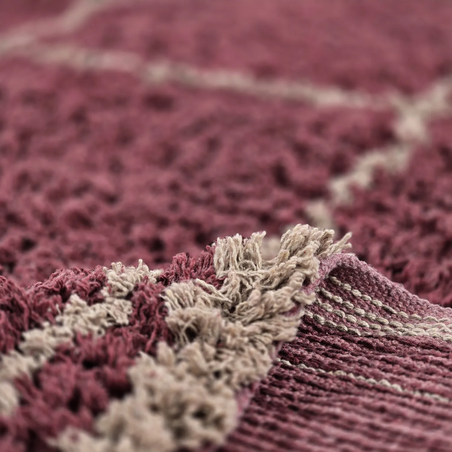 Hladké koberce - Lana Natural Cotton Shaggy (taupe/červená)