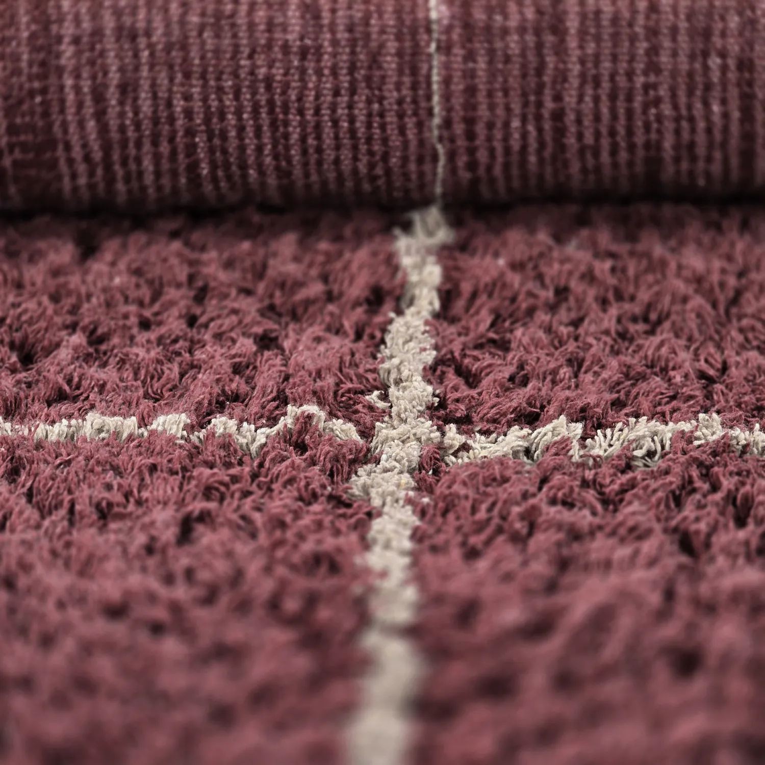 Hladké koberce - Lana Natural Cotton Shaggy (taupe/červená)