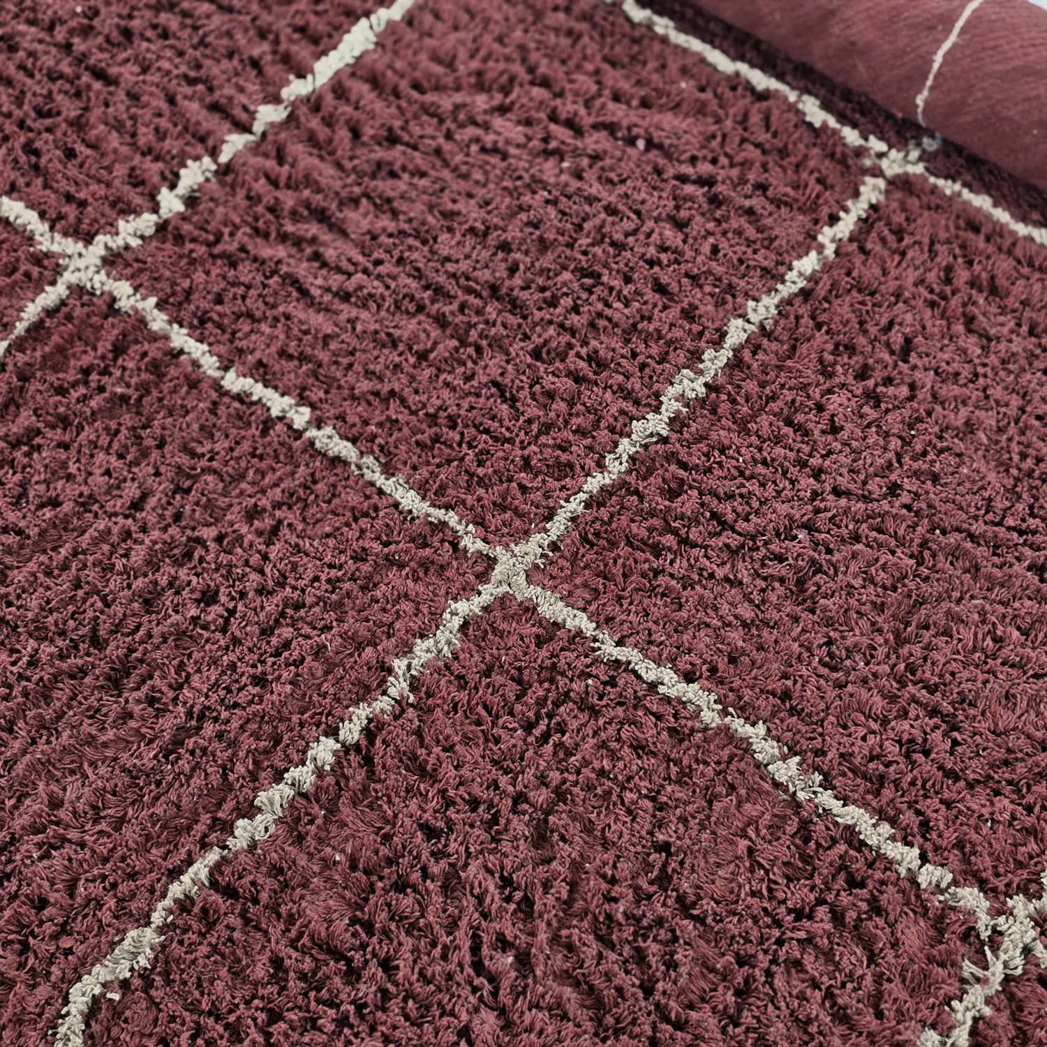 Kruhový koberec - Lana Natural Cotton Shaggy (taupe/červená)