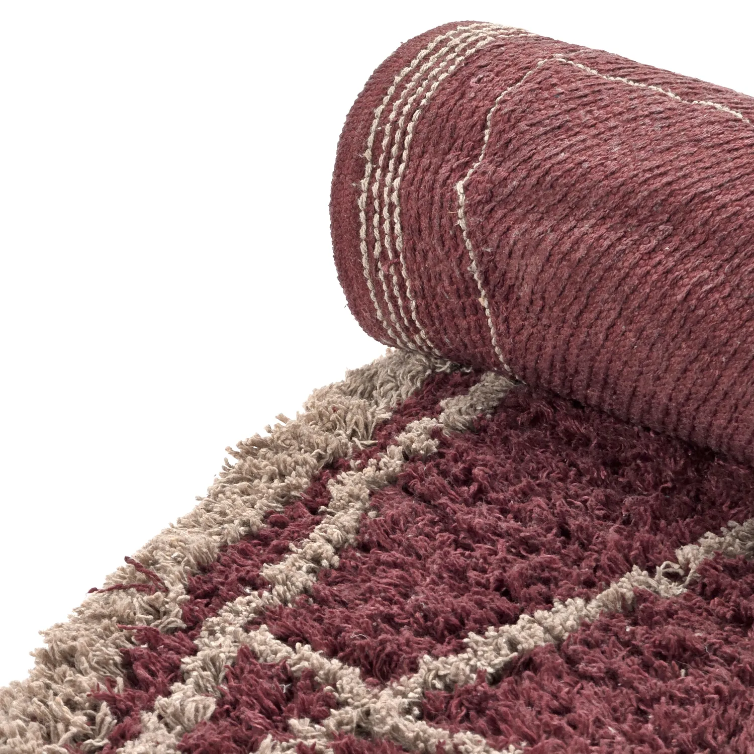 Kruhový koberec - Lana Natural Cotton Shaggy (taupe/červená)