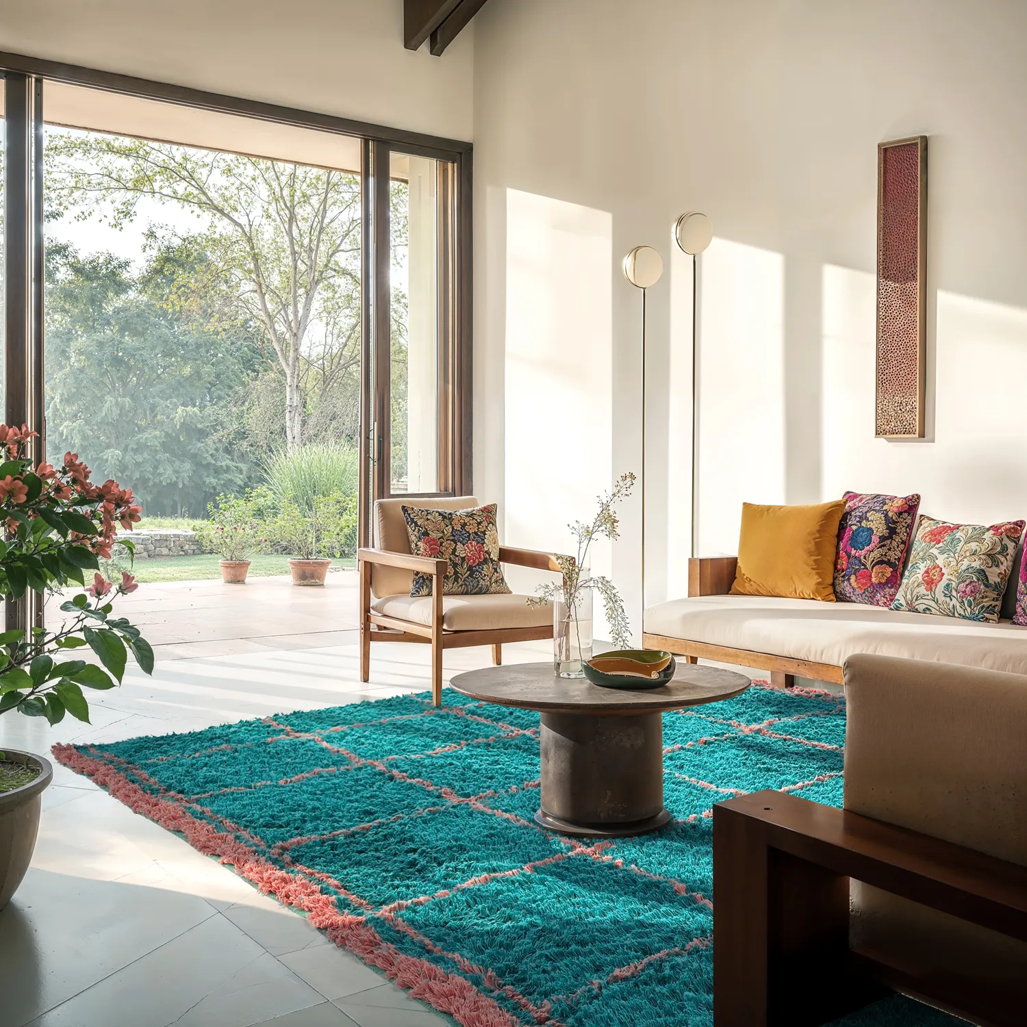 Koberce s dlhým vlasom - Lana Natural Cotton Shaggy (tyrkysová/ružová)