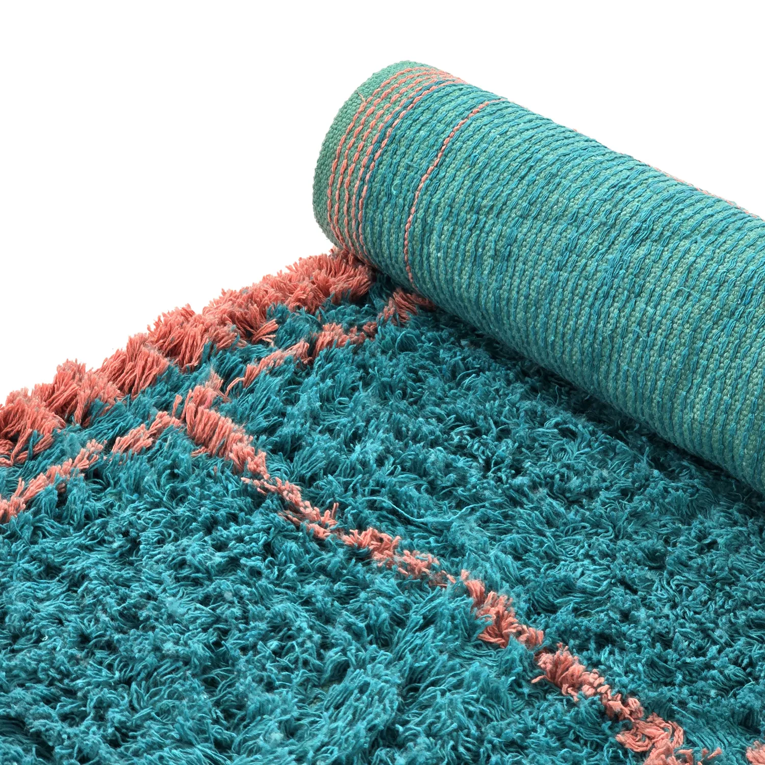 Koberce s dlhým vlasom - Lana Natural Cotton Shaggy (tyrkysová/ružová)