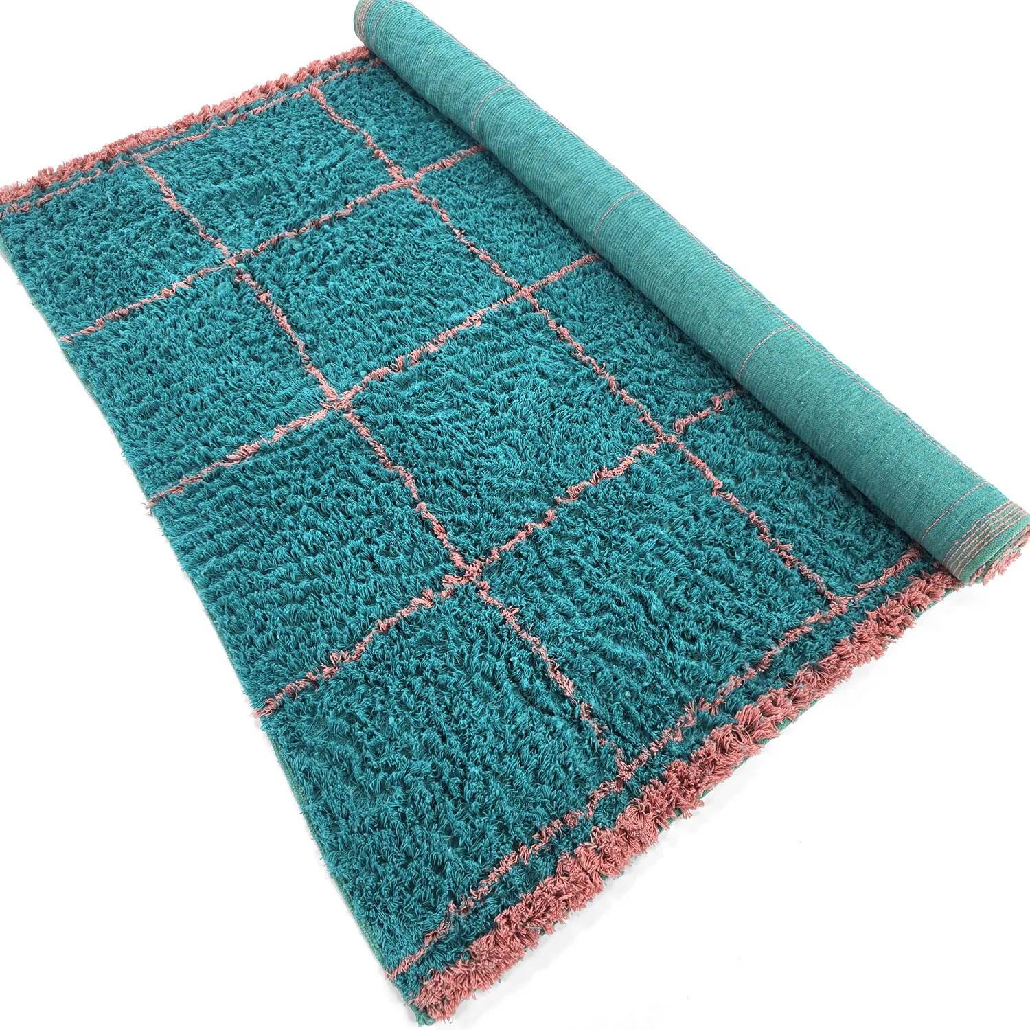 Koberce s dlhým vlasom - Lana Natural Cotton Shaggy (tyrkysová/ružová)