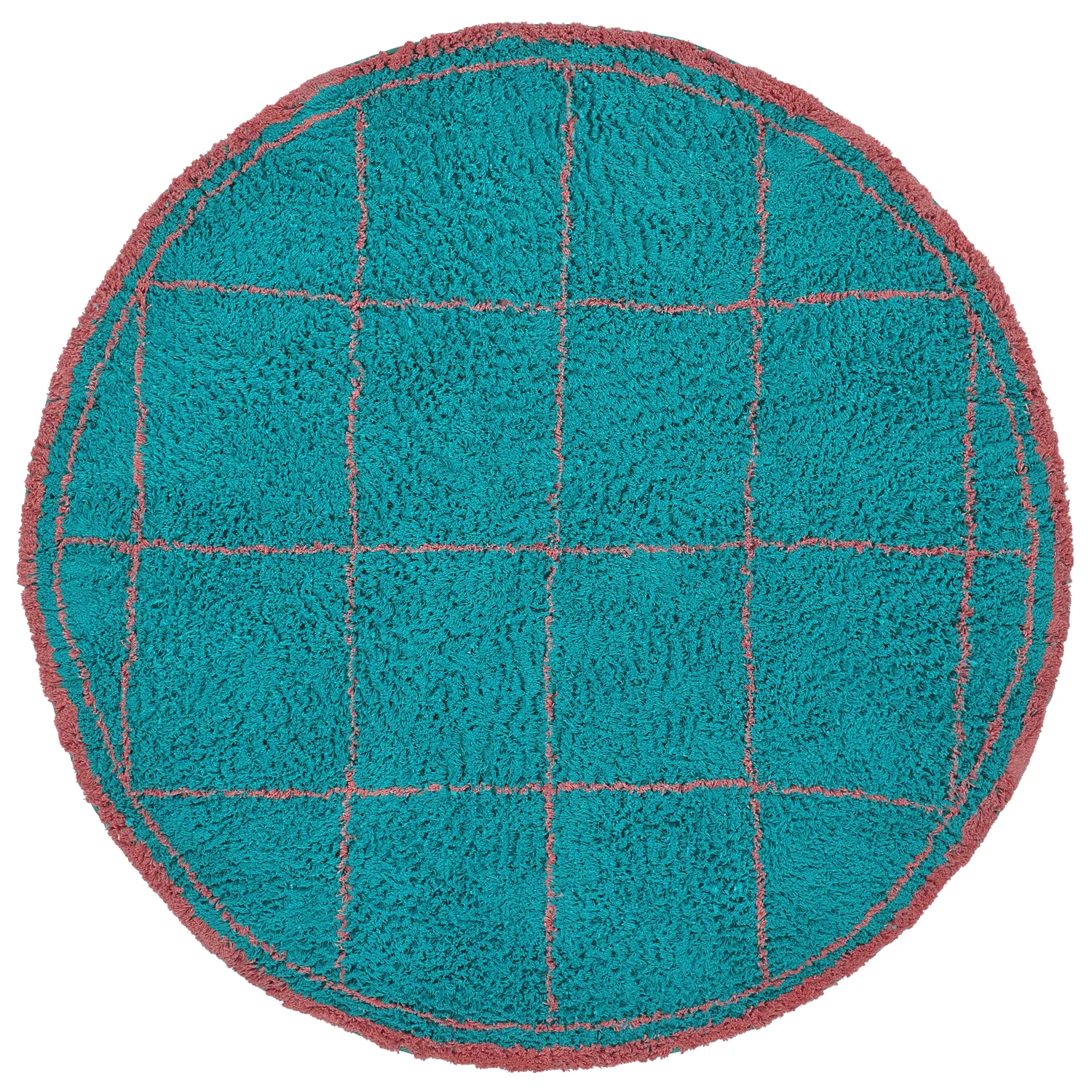 Kolo koberce - Lana Natural Cotton Shaggy (tyrkysová/ružová)
