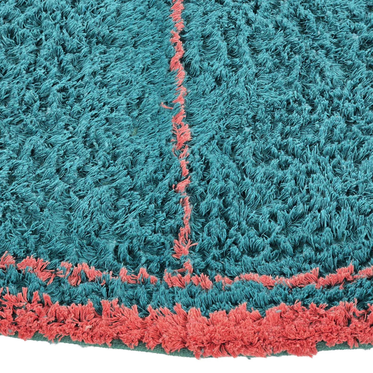 Kolo koberce - Lana Natural Cotton Shaggy (tyrkysová/ružová)