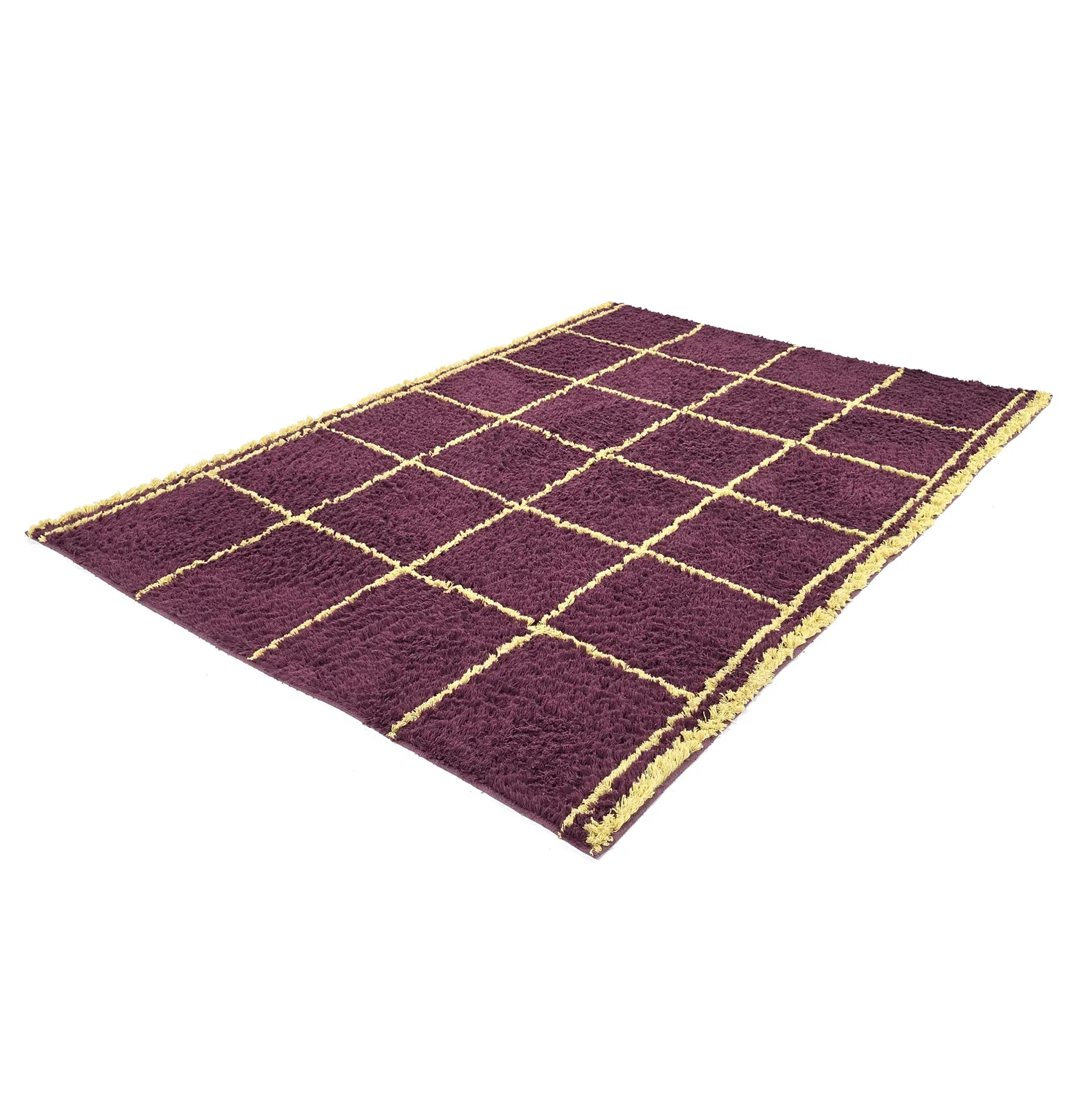 Koberce s dlhým vlasom - Lana Natural Cotton Shaggy (bordová/žltá)