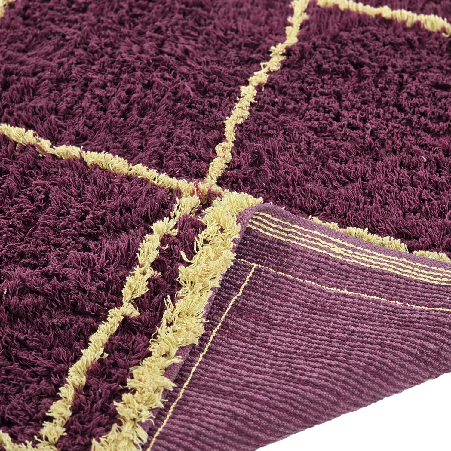 Koberce s dlhým vlasom - Lana Natural Cotton Shaggy (bordová/žltá)