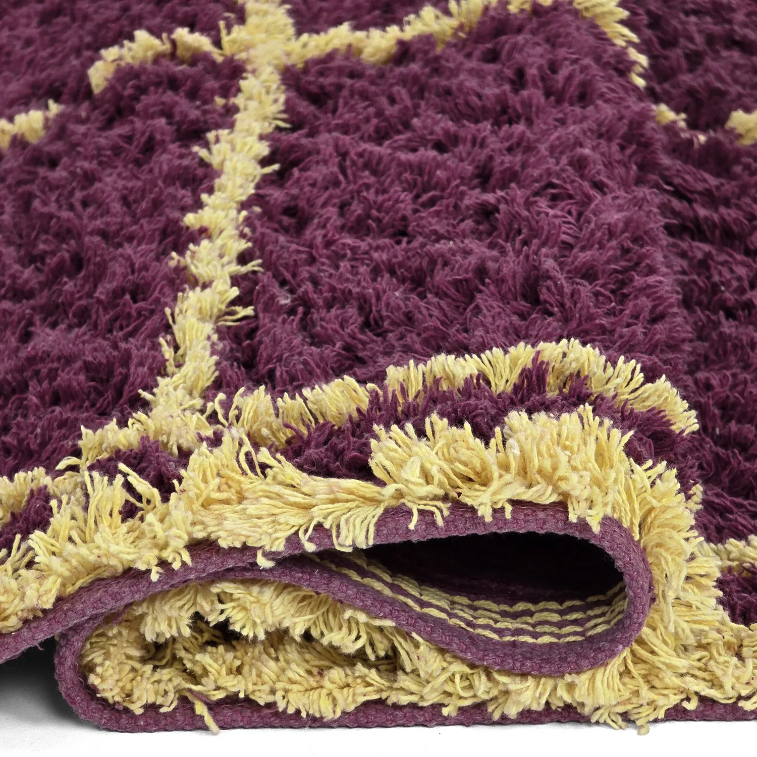 Koberce s dlhým vlasom - Lana Natural Cotton Shaggy (bordová/žltá)