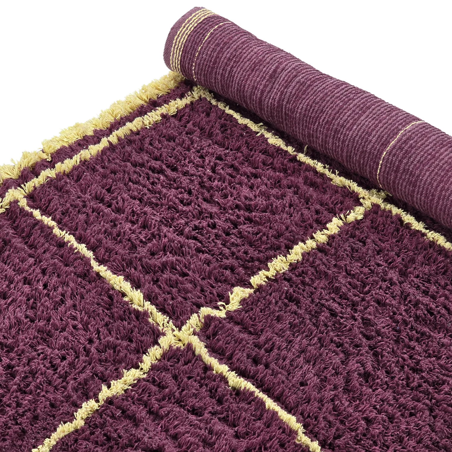 Koberce s dlhým vlasom - Lana Natural Cotton Shaggy (bordová/žltá)