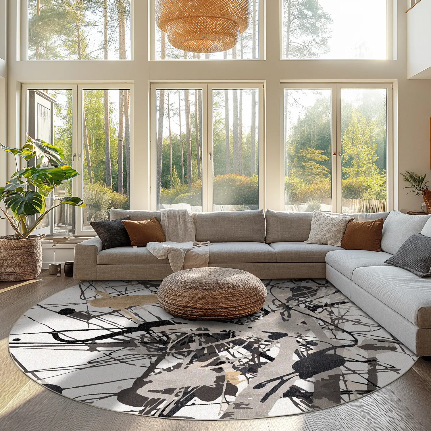 Kruhový koberec - Lawrance (šedá/biela)