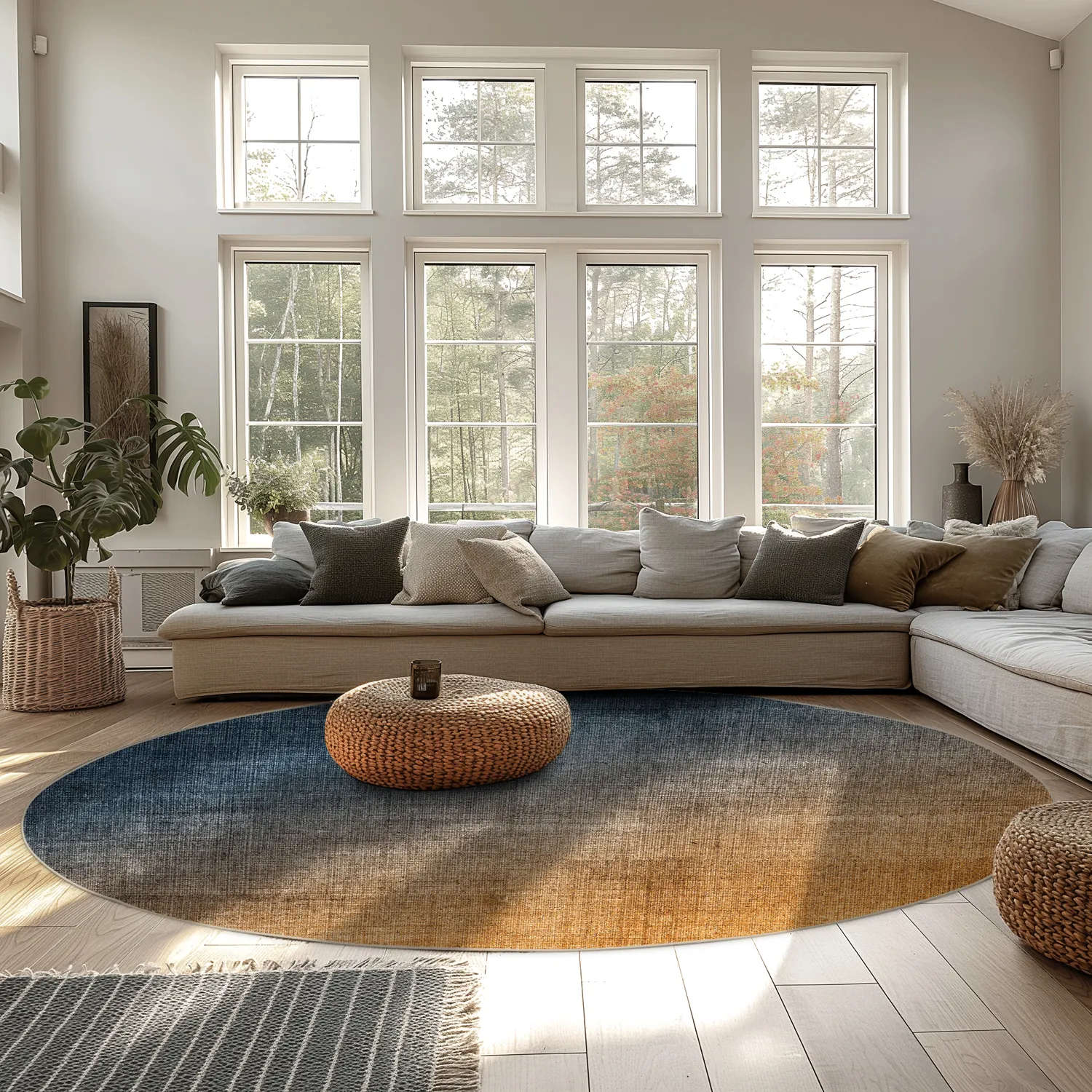 Kruhový koberec - Librilla (hnedý/modrý)