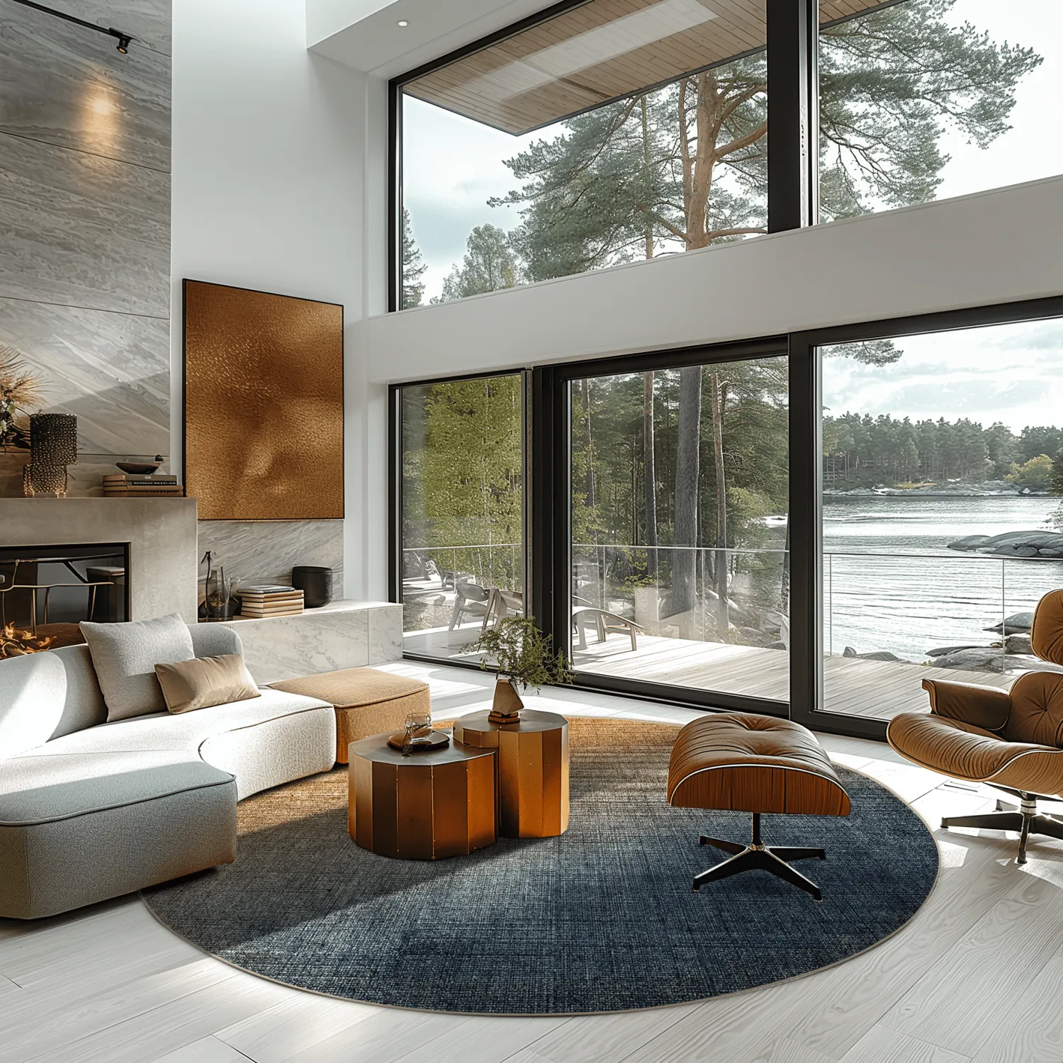 Kruhový koberec - Librilla (hnedý/modrý)