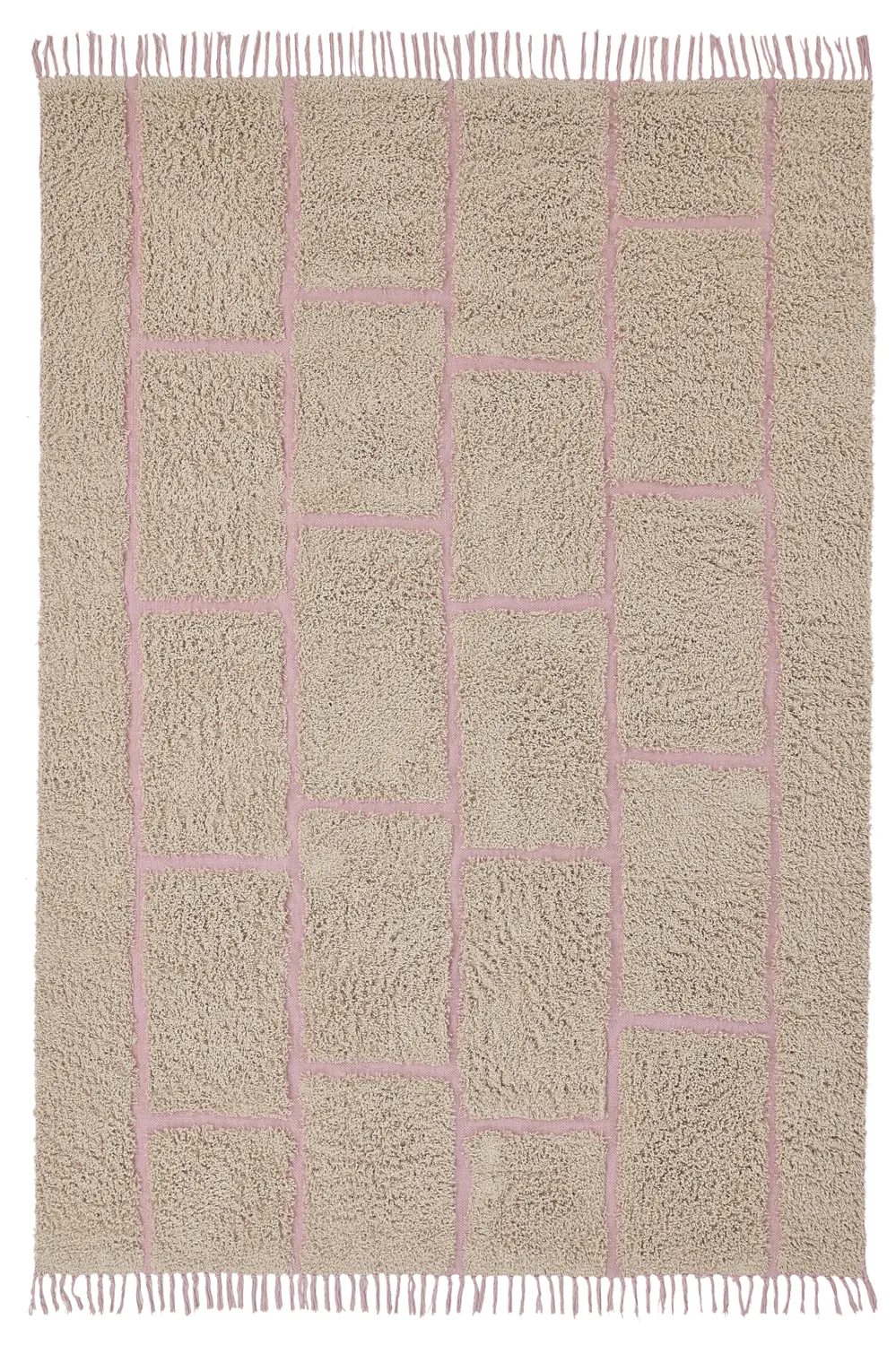 Koberce s dlhým vlasom - Lindley Natural Cotton Shaggy (béžová/ružová)