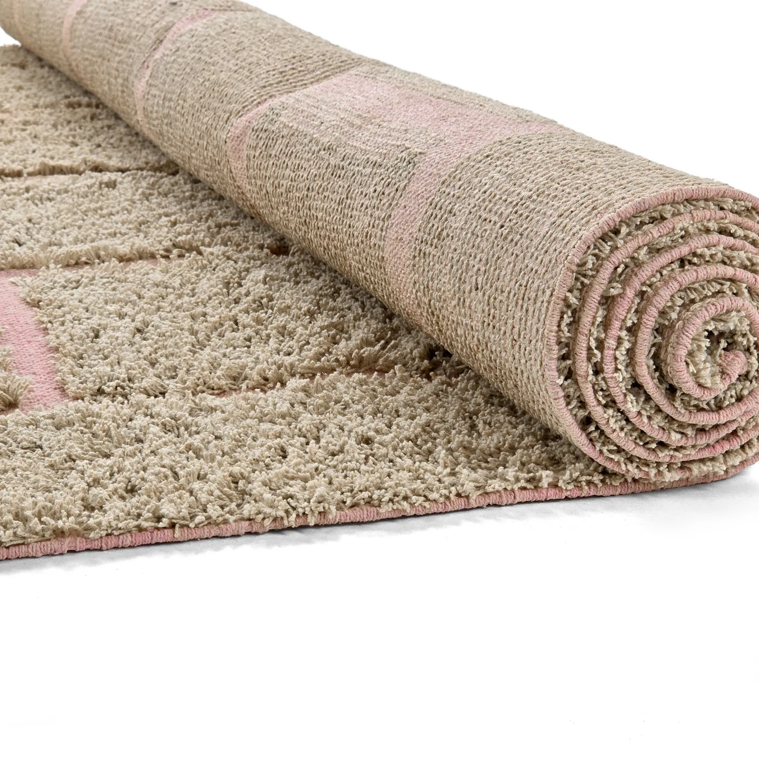 Koberce s dlhým vlasom - Lindley Natural Cotton Shaggy (béžová/ružová)