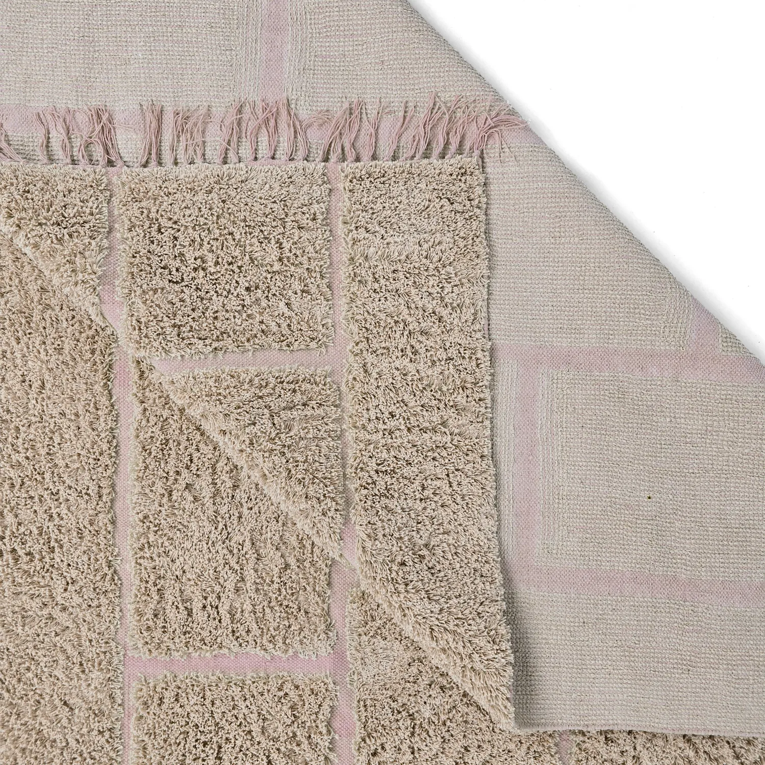 Koberce s dlhým vlasom - Lindley Natural Cotton Shaggy (béžová/ružová)