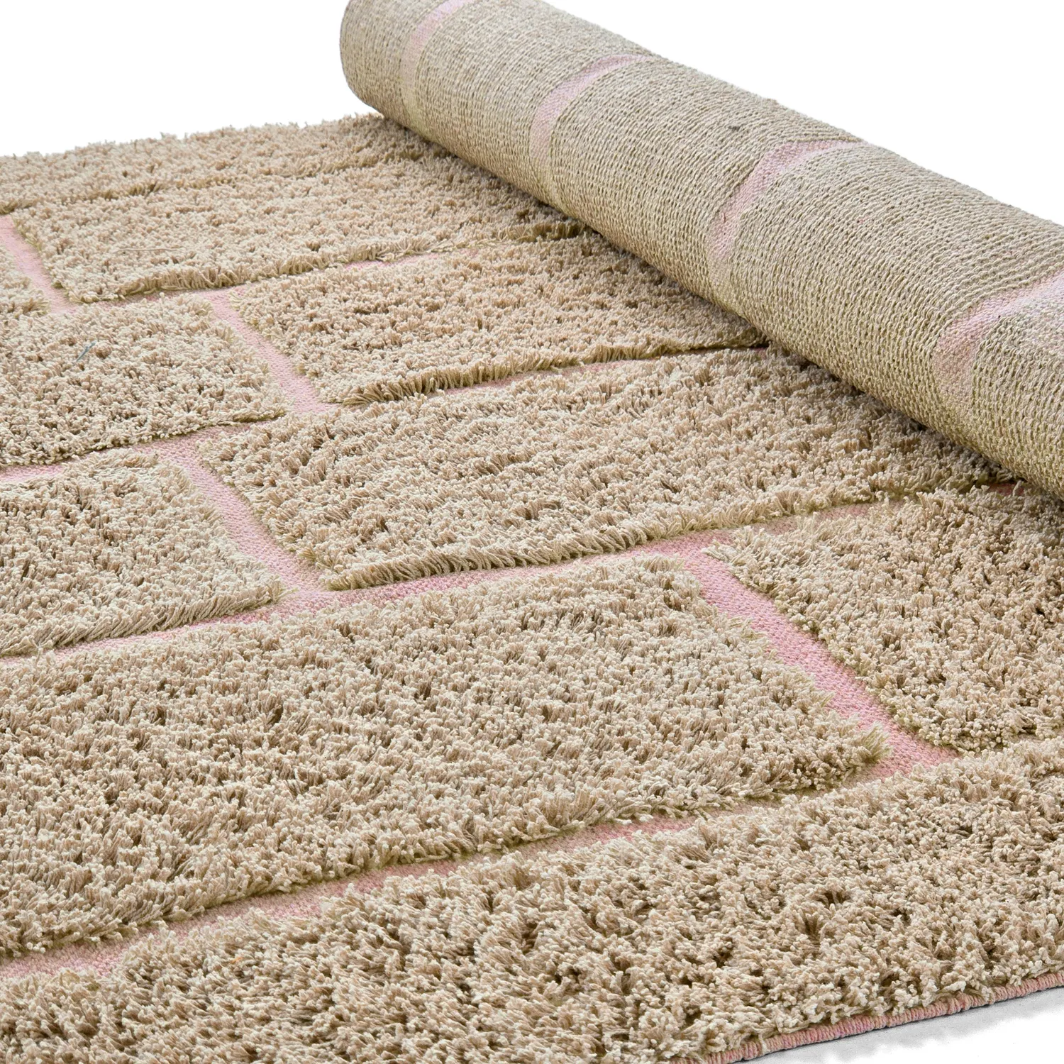 Koberce s dlhým vlasom - Lindley Natural Cotton Shaggy (béžová/ružová)