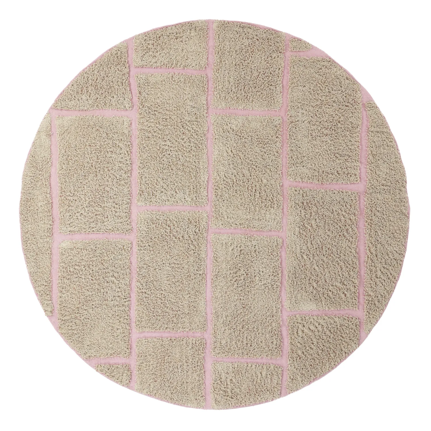 Kolo koberce - Lindley Natural Cotton Shaggy (béžová/ružová)