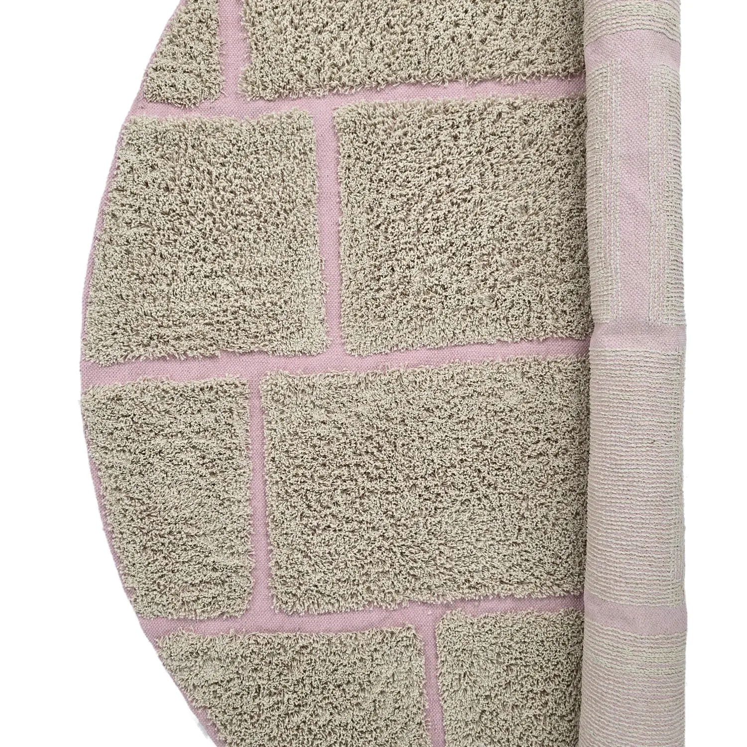 Kolo koberce - Lindley Natural Cotton Shaggy (béžová/ružová)