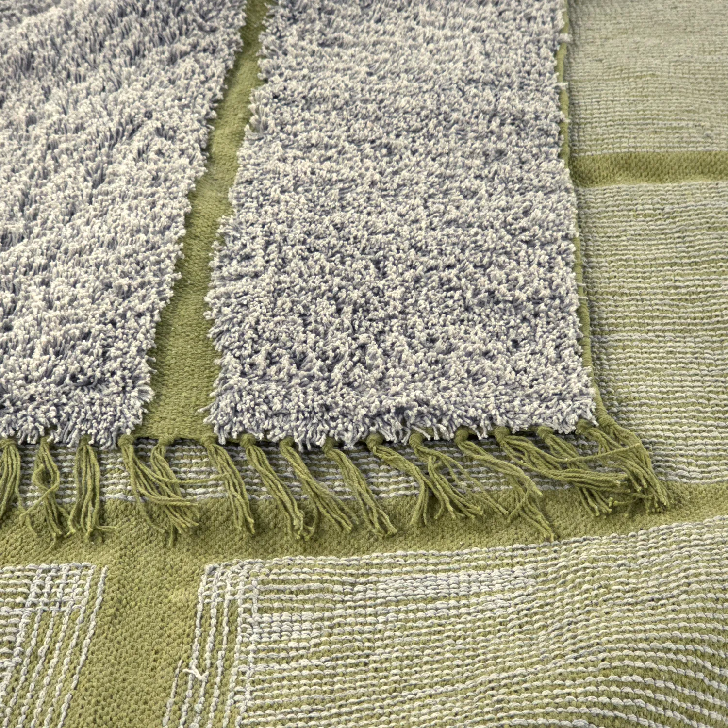 Koberce s dlhým vlasom - Lindley Natural Cotton Shaggy (sivá/zelená)