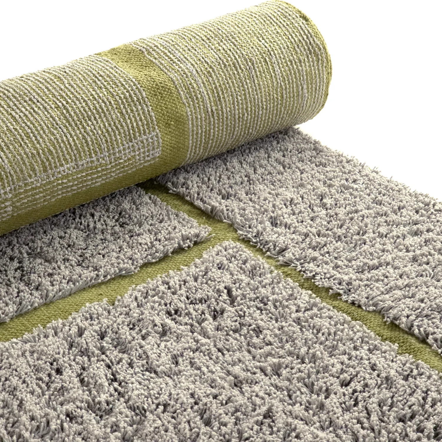 Koberce s dlhým vlasom - Lindley Natural Cotton Shaggy (sivá/zelená)