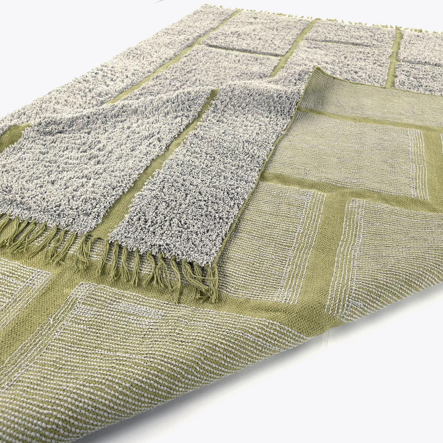 Koberce s dlhým vlasom - Lindley Natural Cotton Shaggy (sivá/zelená)