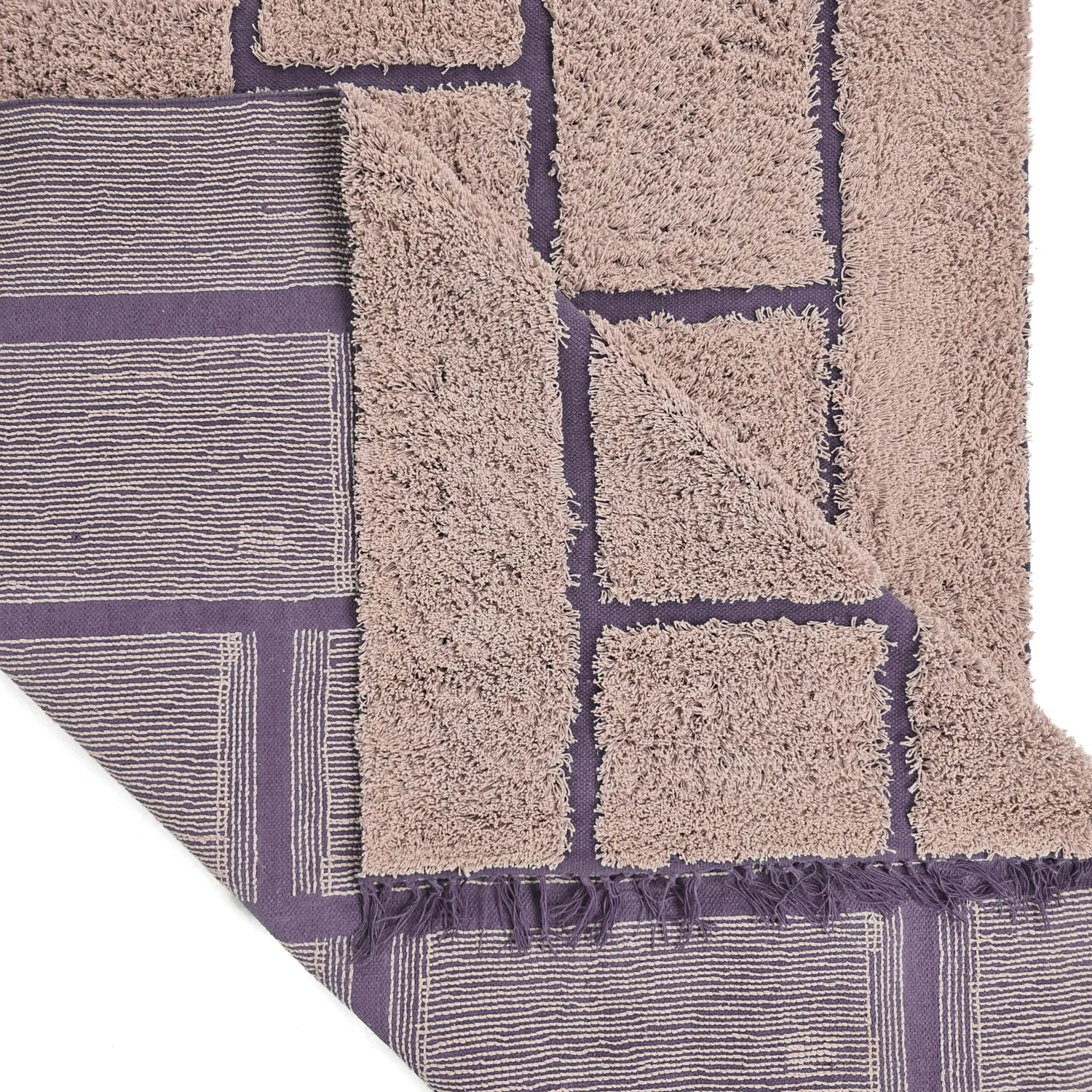 Koberec s dlhým vlasom - Lindley Natural Cotton Shaggy (ružový/fialový)