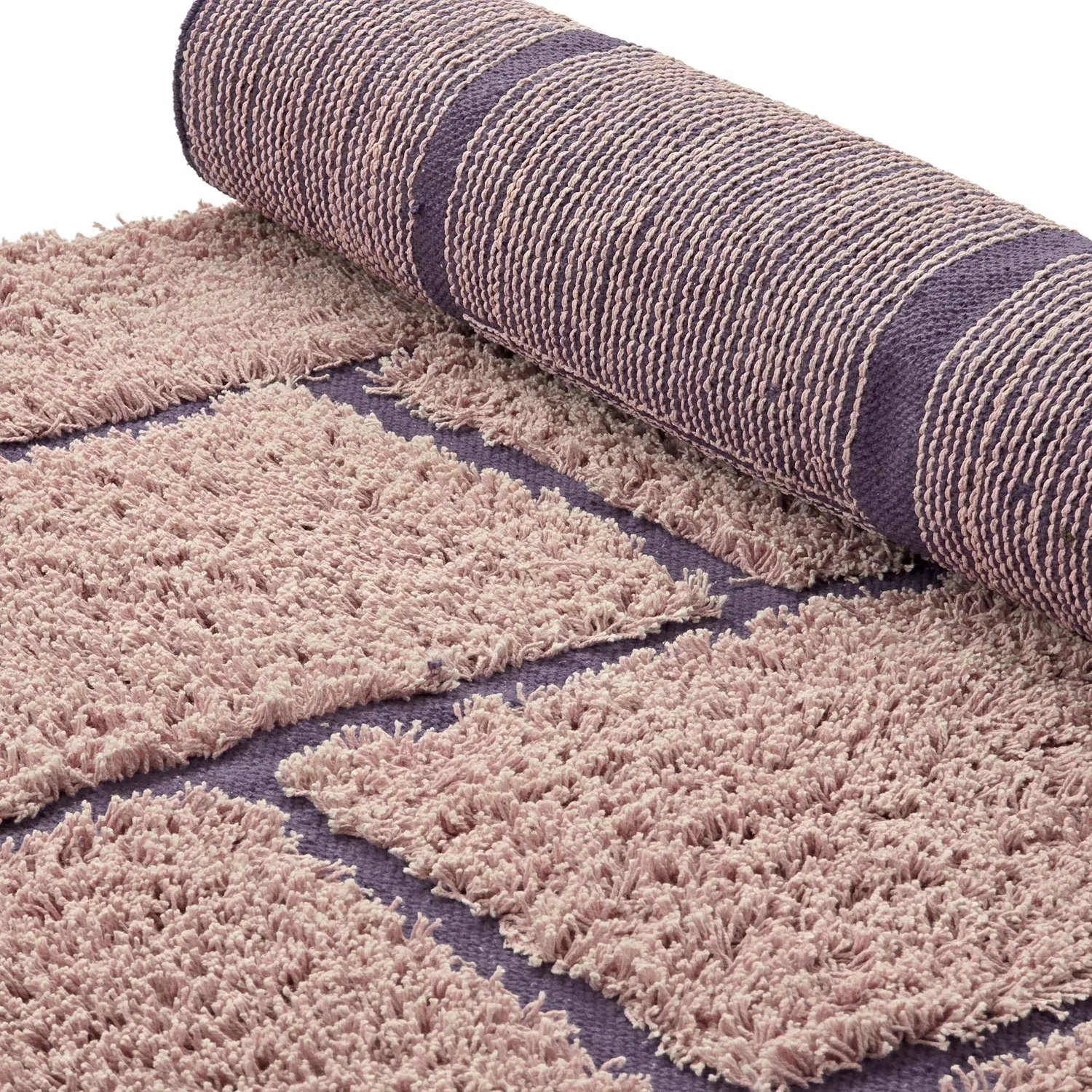 Koberec s dlhým vlasom - Lindley Natural Cotton Shaggy (ružový/fialový)