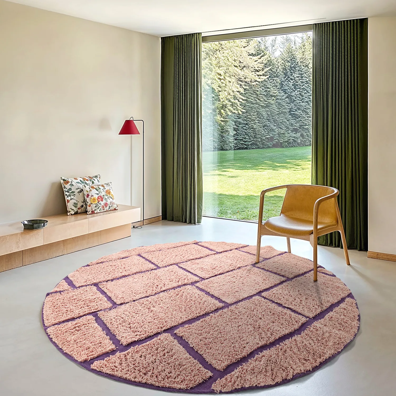 Kruhový koberec - Lindley Natural Cotton Shaggy (ružová/fialová)