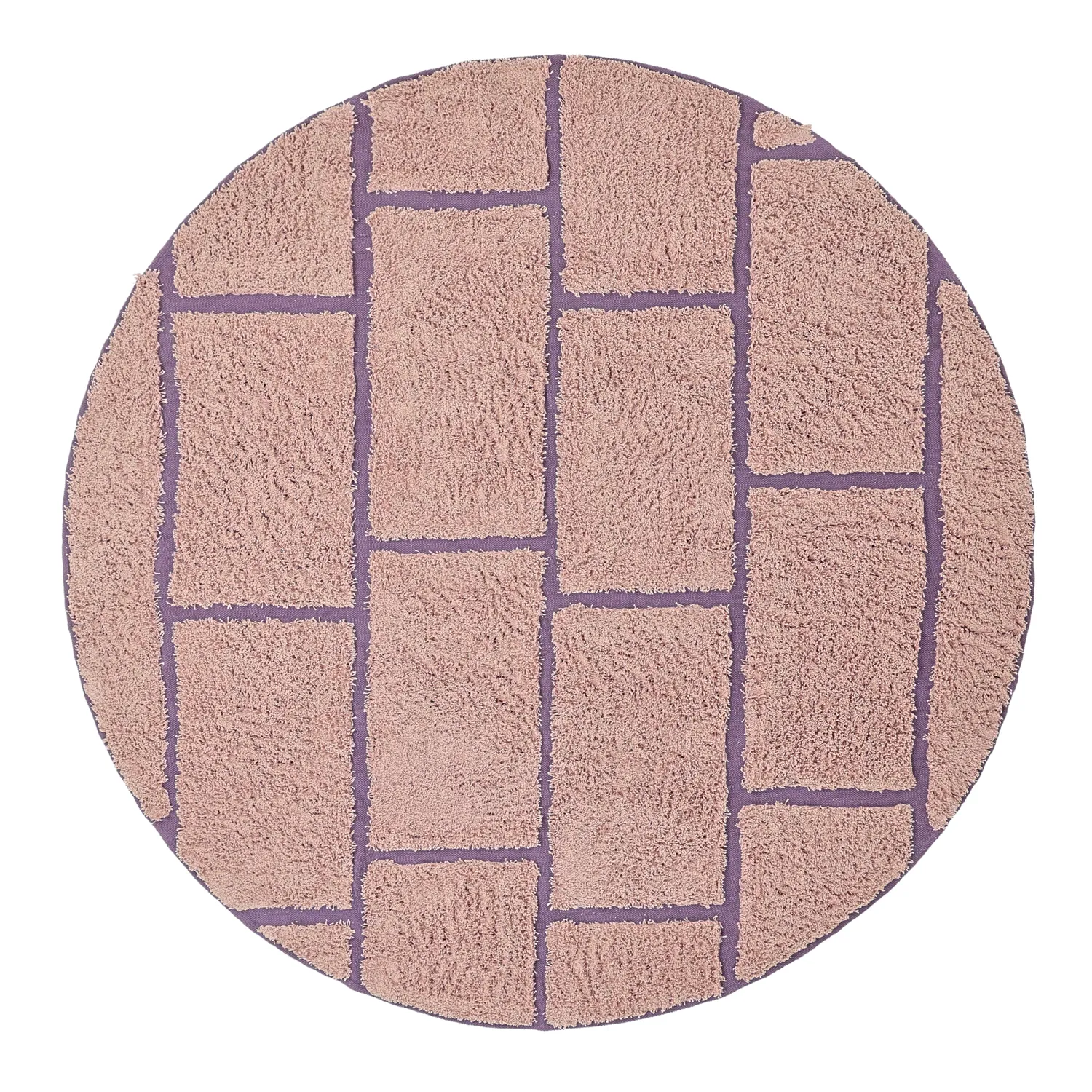 Kruhový koberec - Lindley Natural Cotton Shaggy (ružová/fialová)