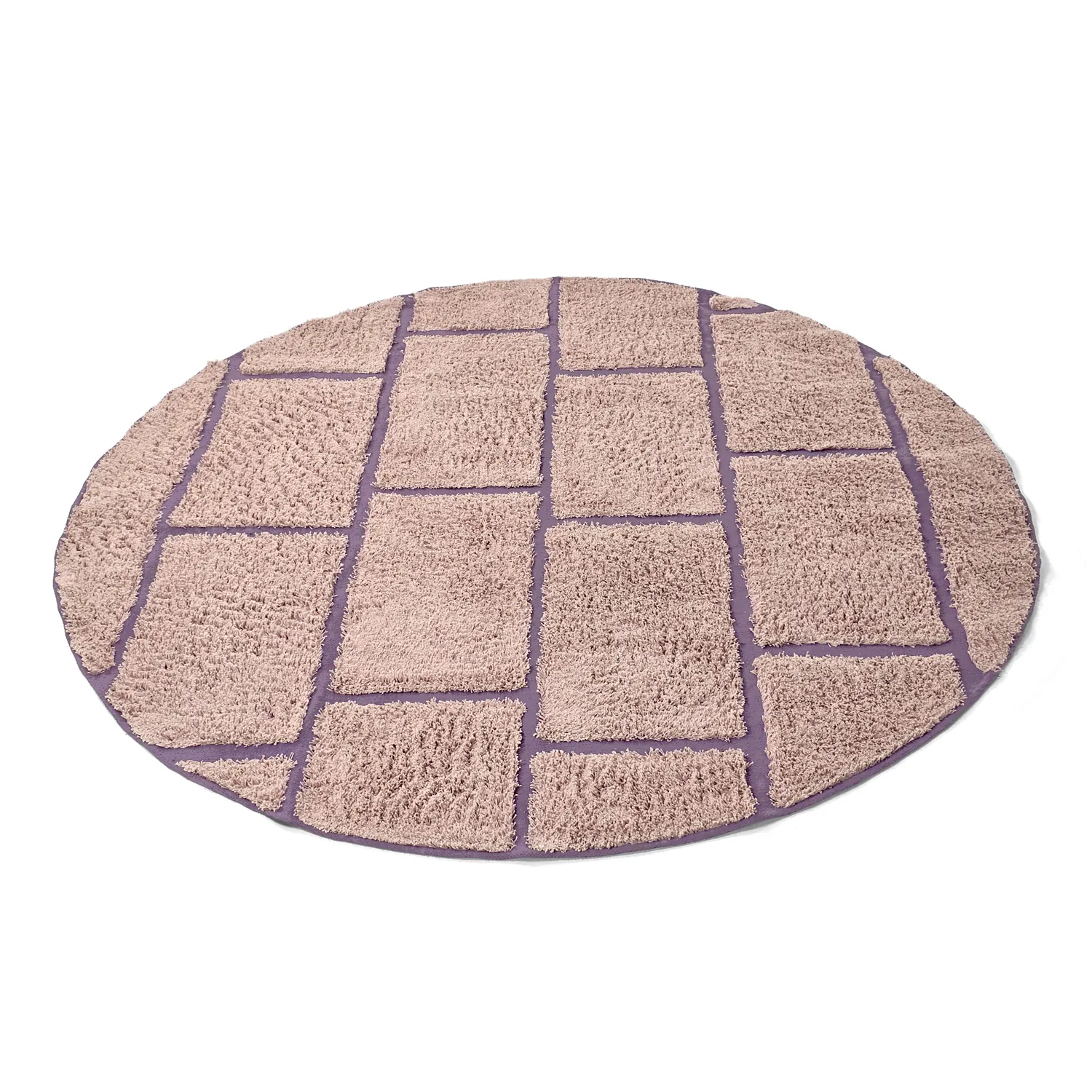 Kruhový koberec - Lindley Natural Cotton Shaggy (ružová/fialová)