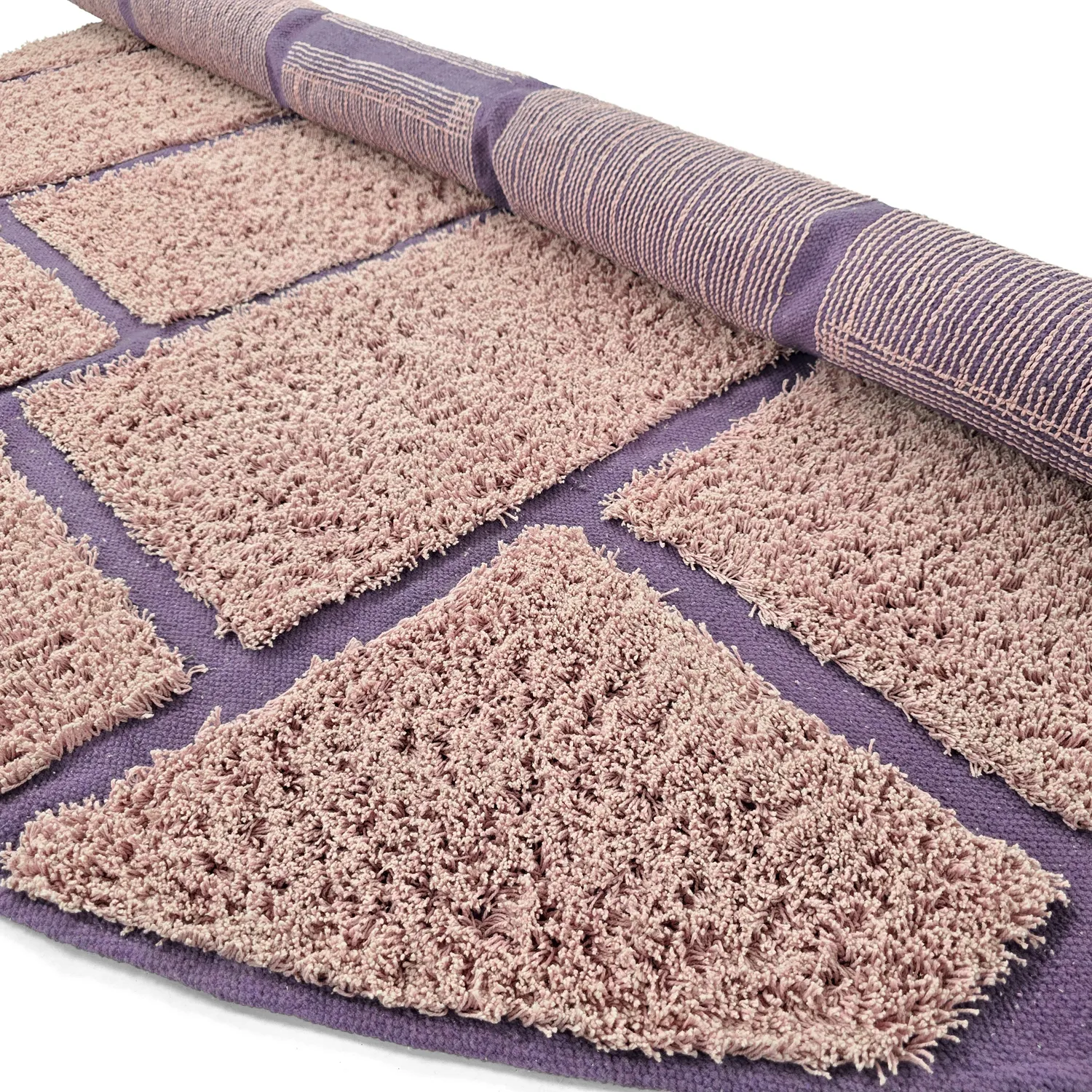 Kruhový koberec - Lindley Natural Cotton Shaggy (ružová/fialová)