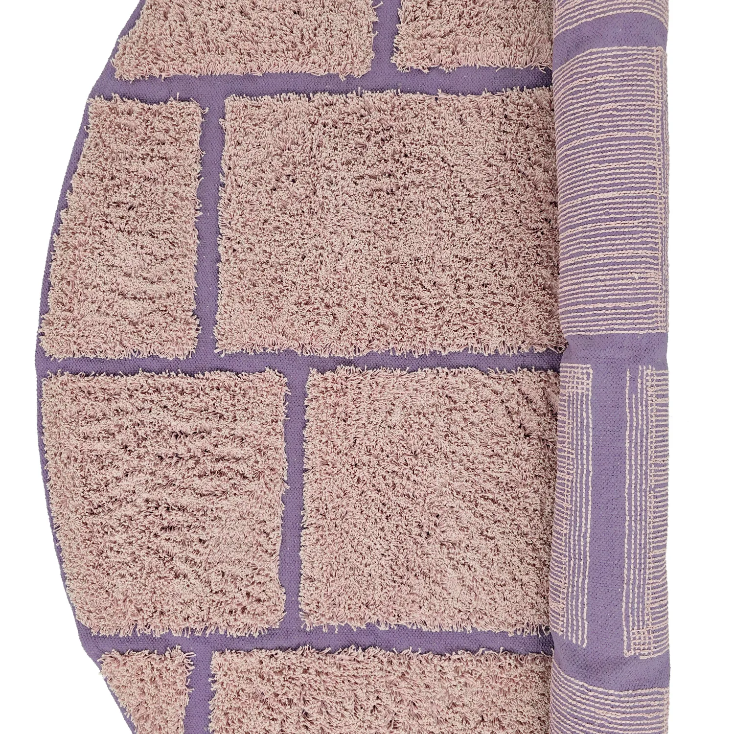 Kruhový koberec - Lindley Natural Cotton Shaggy (ružová/fialová)