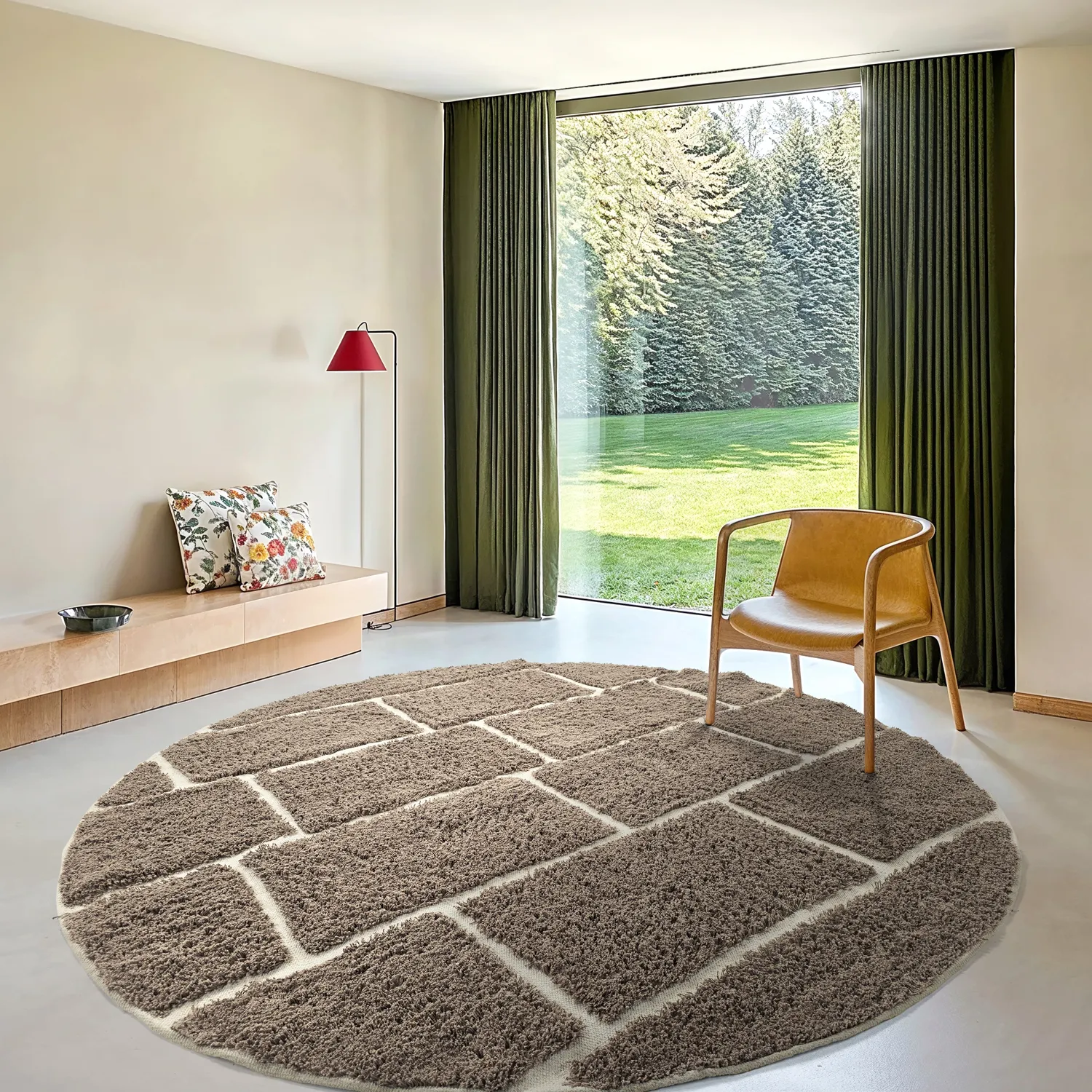 Kolo koberce - Lindley Natural Cotton Shaggy (taupe/sivá)