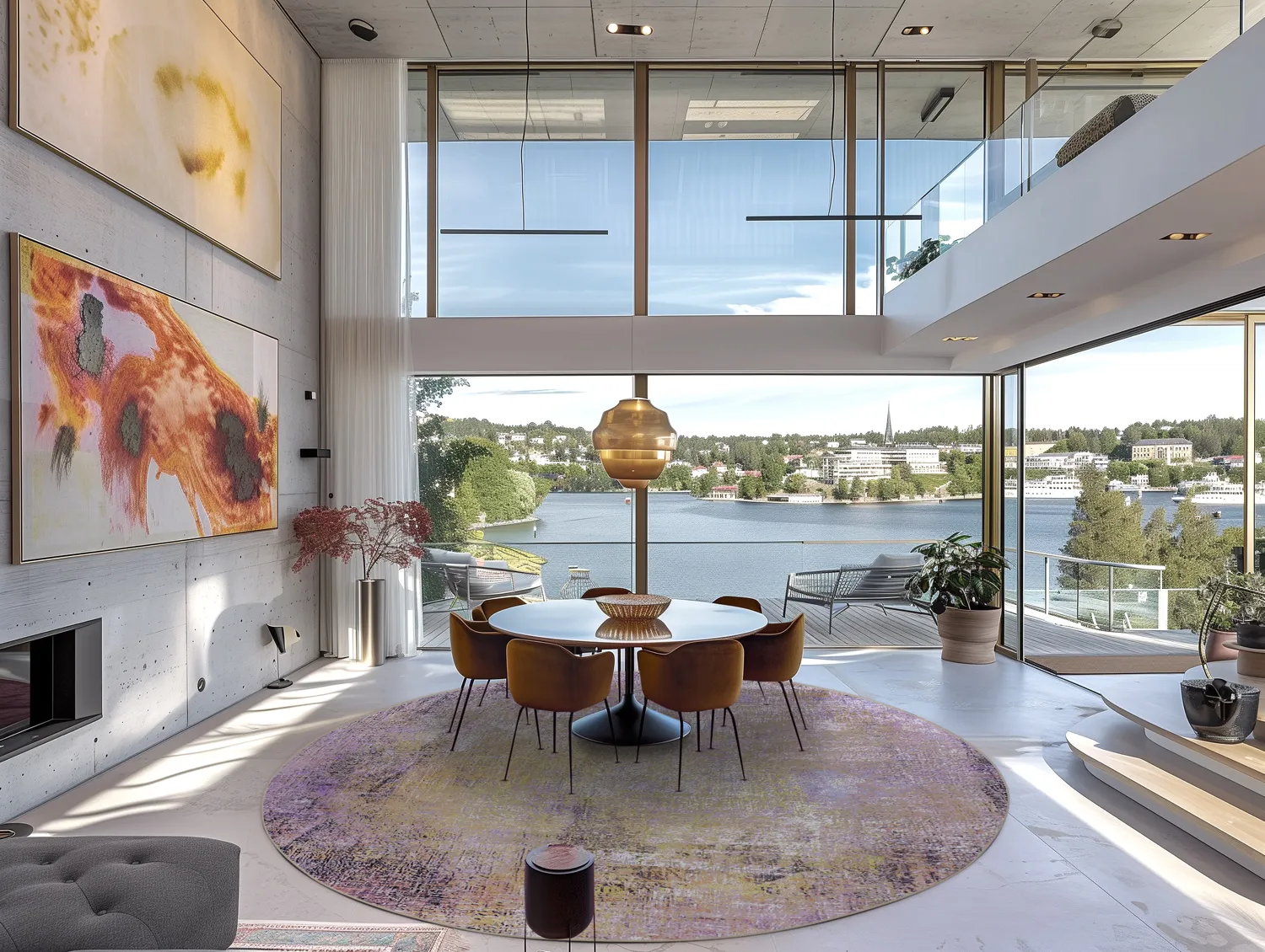 Kruhový koberec - Loures (fialový)